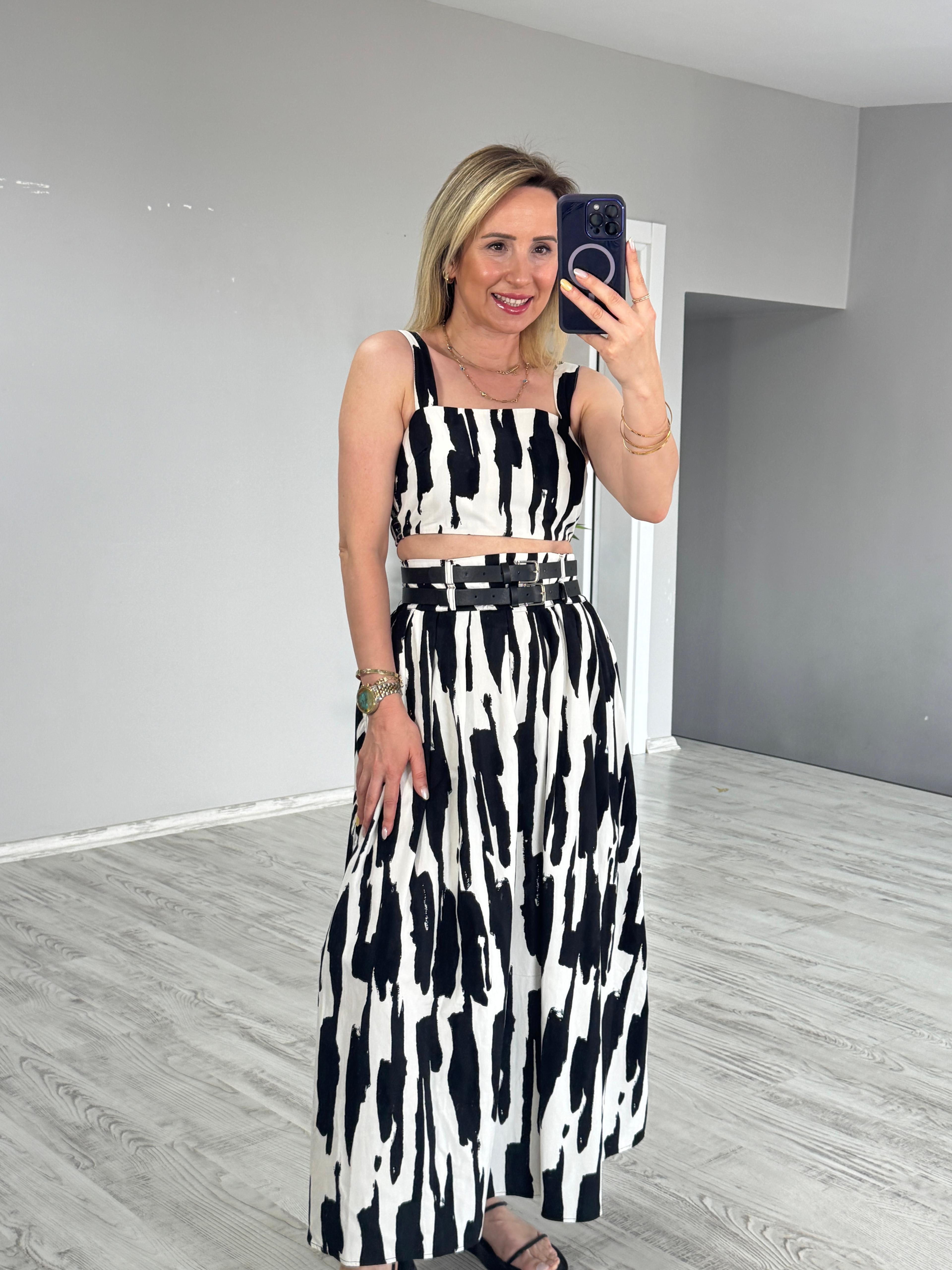 Zebra Desen Kemerli Takım
