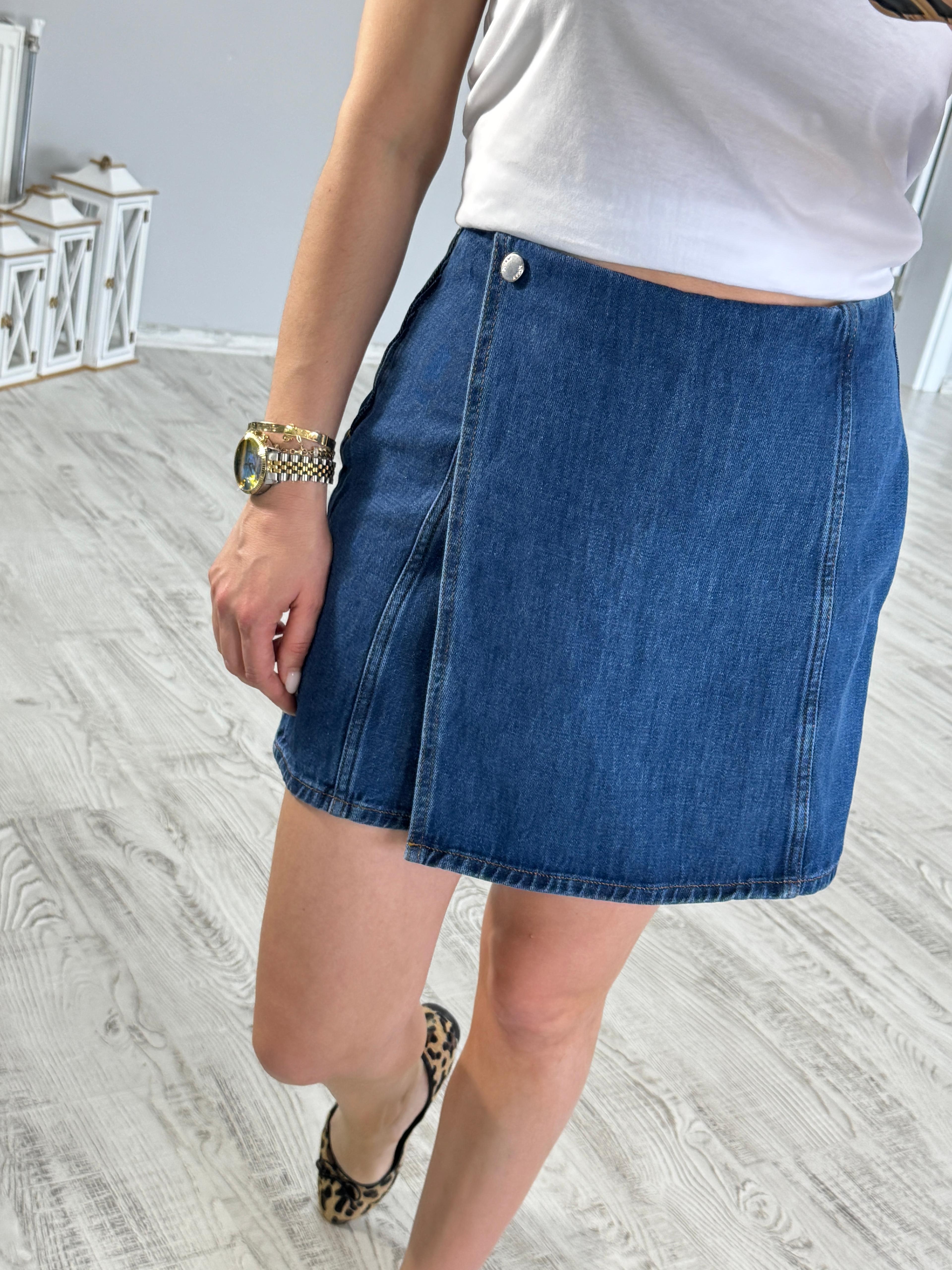 Lacivert Denim Şort Etek