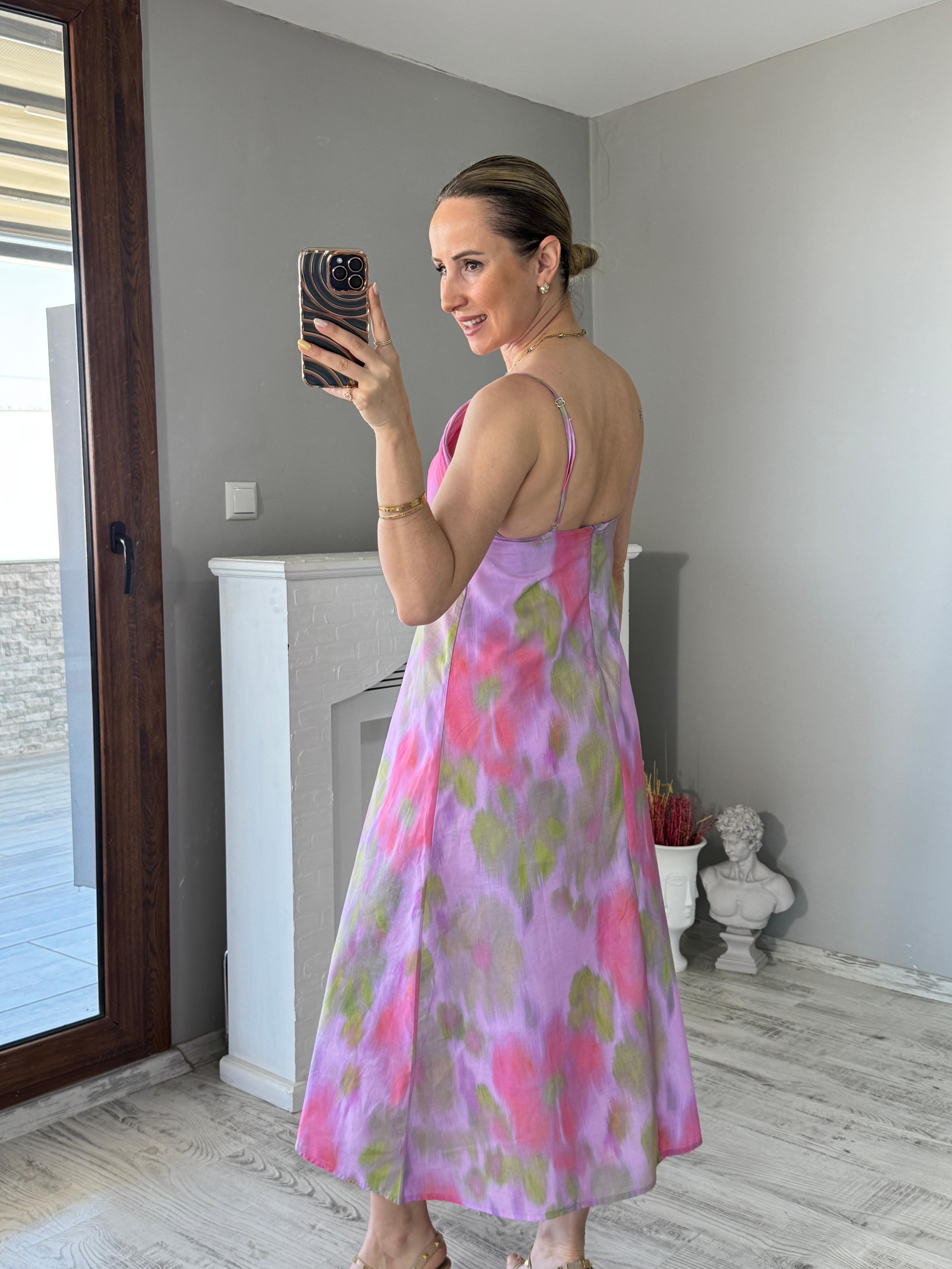 Batik Desen Askılı Elbise