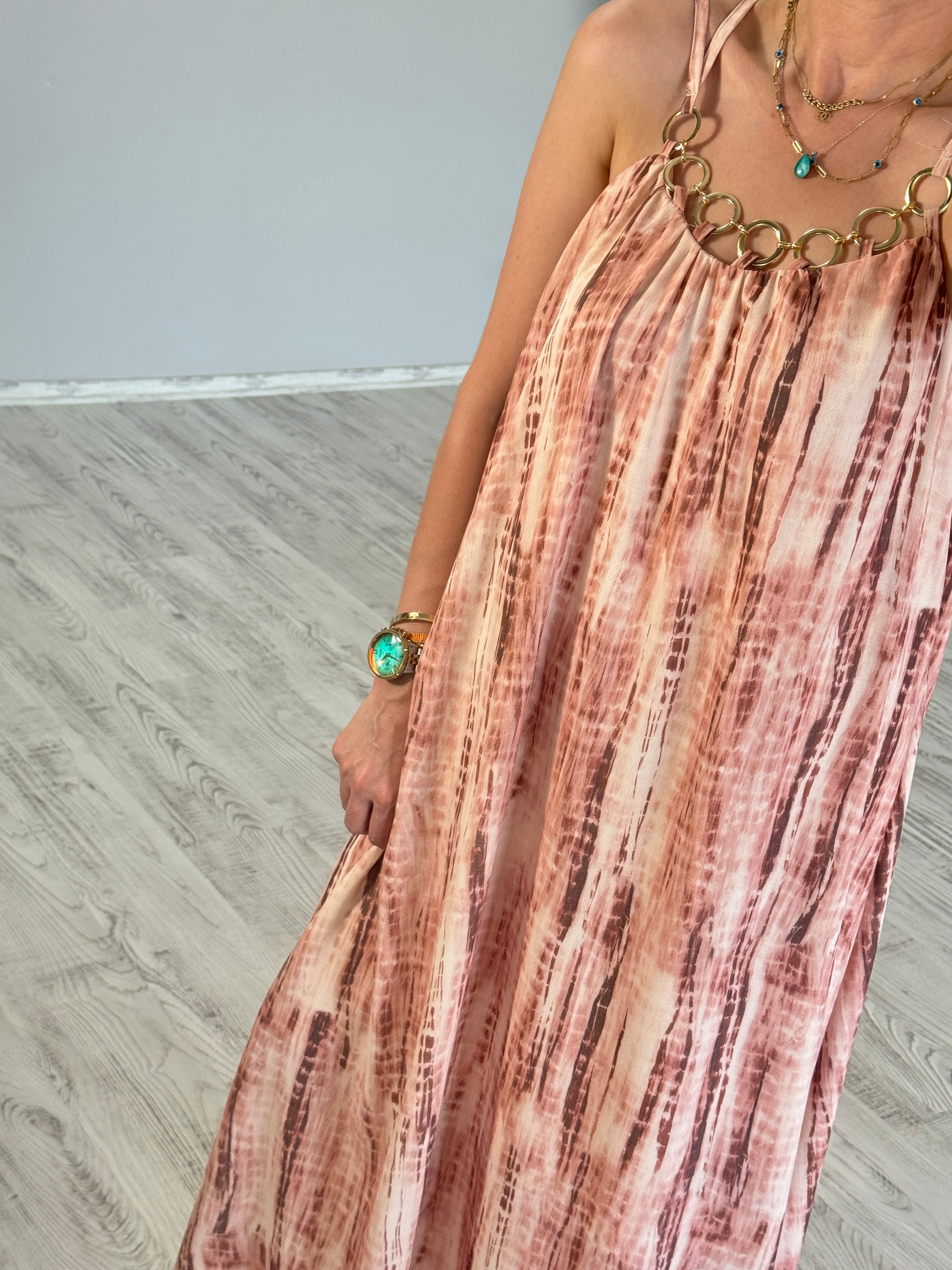 Zincir Detaylı Batik Elbise