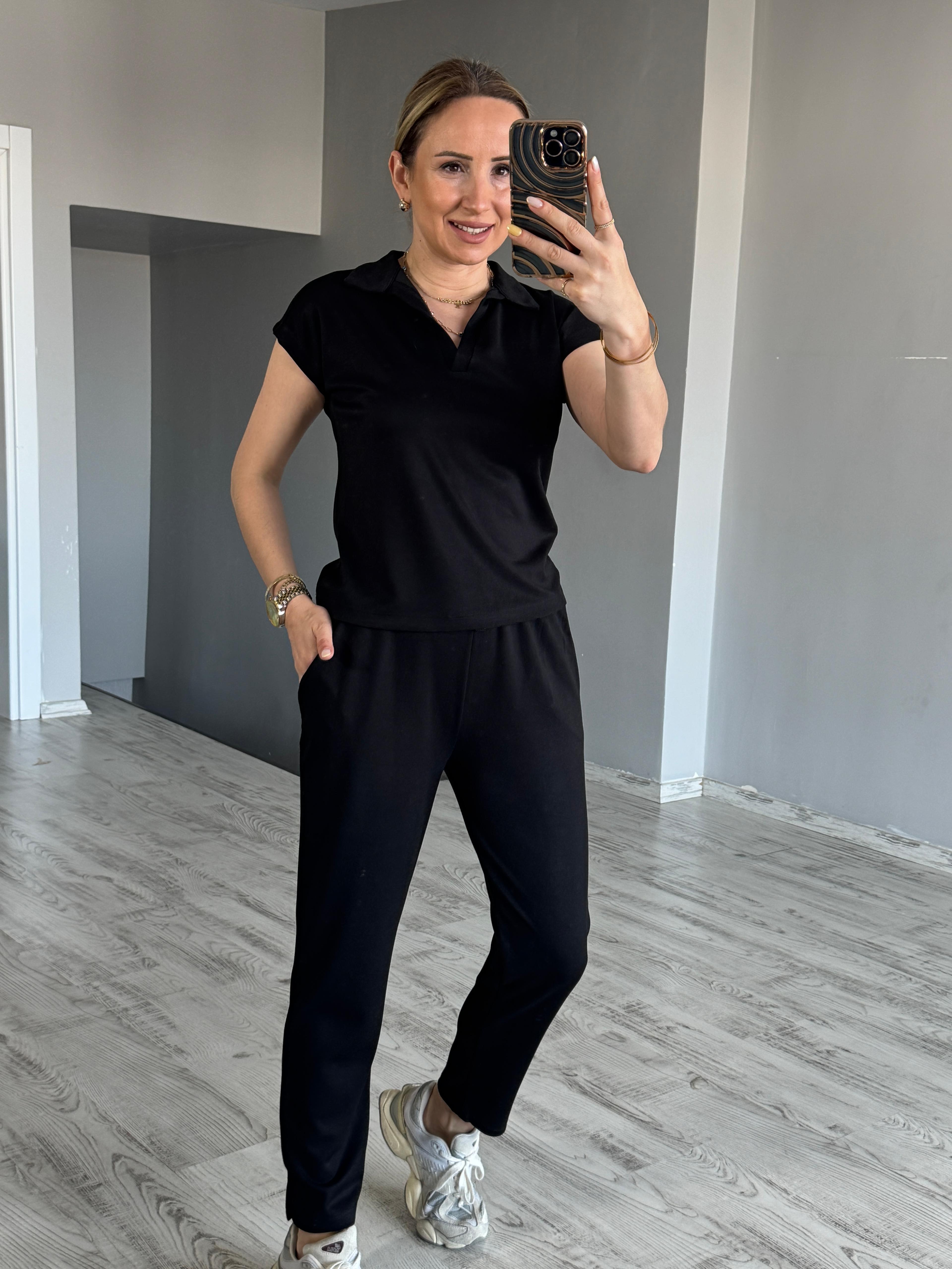 Polo Yaka Takım - Siyah