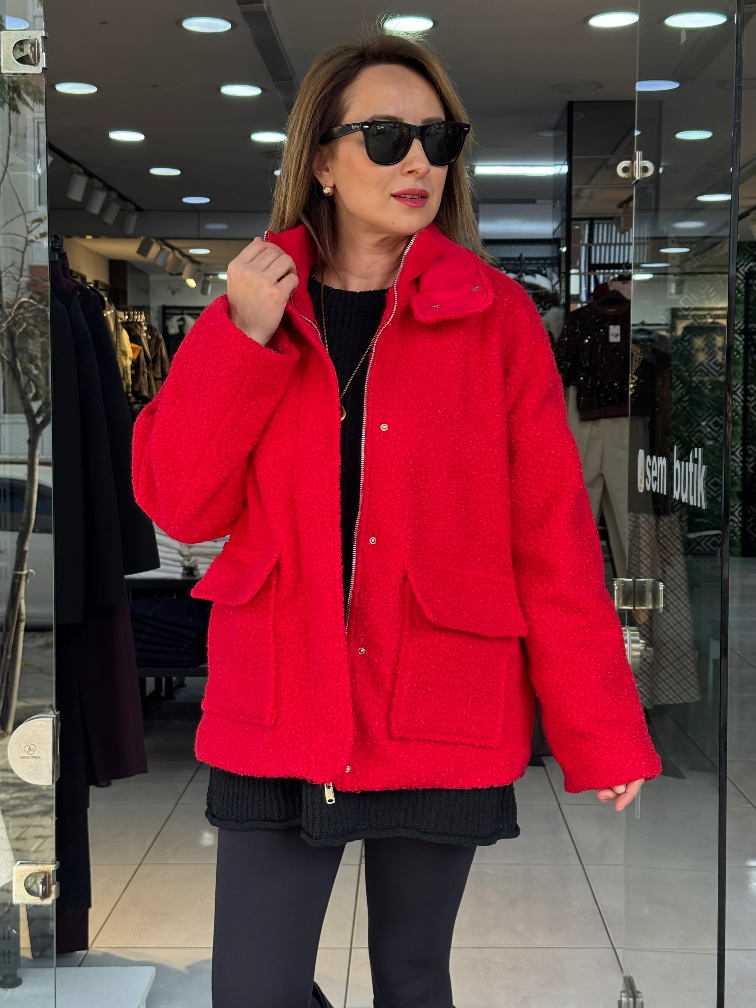 Ön Cep Detaylı Buklet Kaban