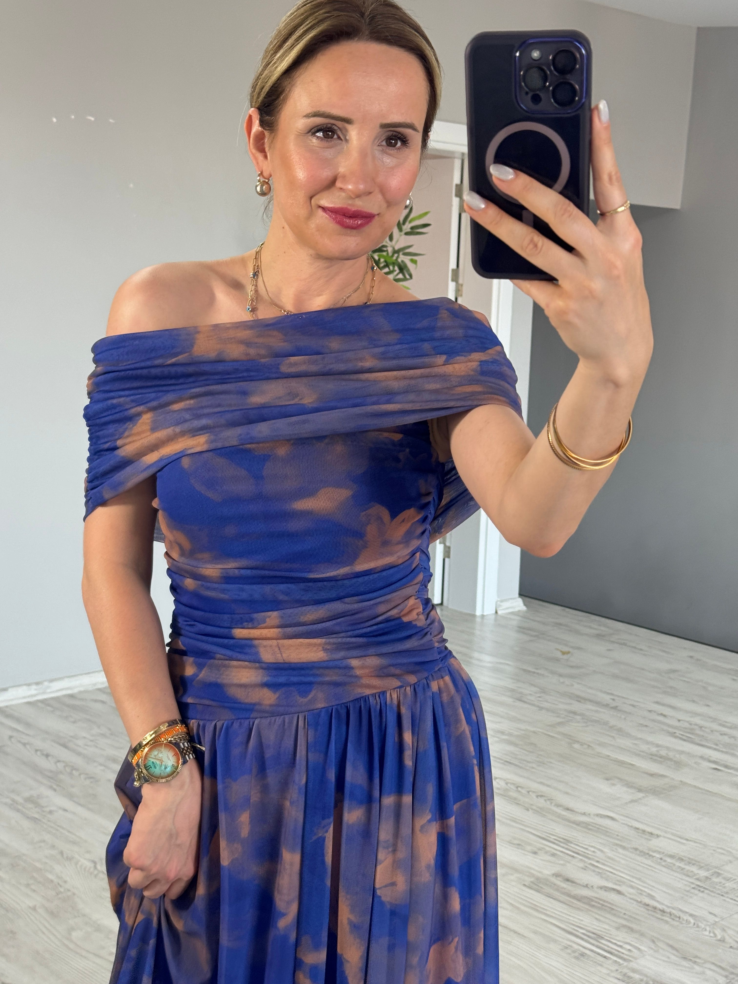 Batik Tül Desen Elbise