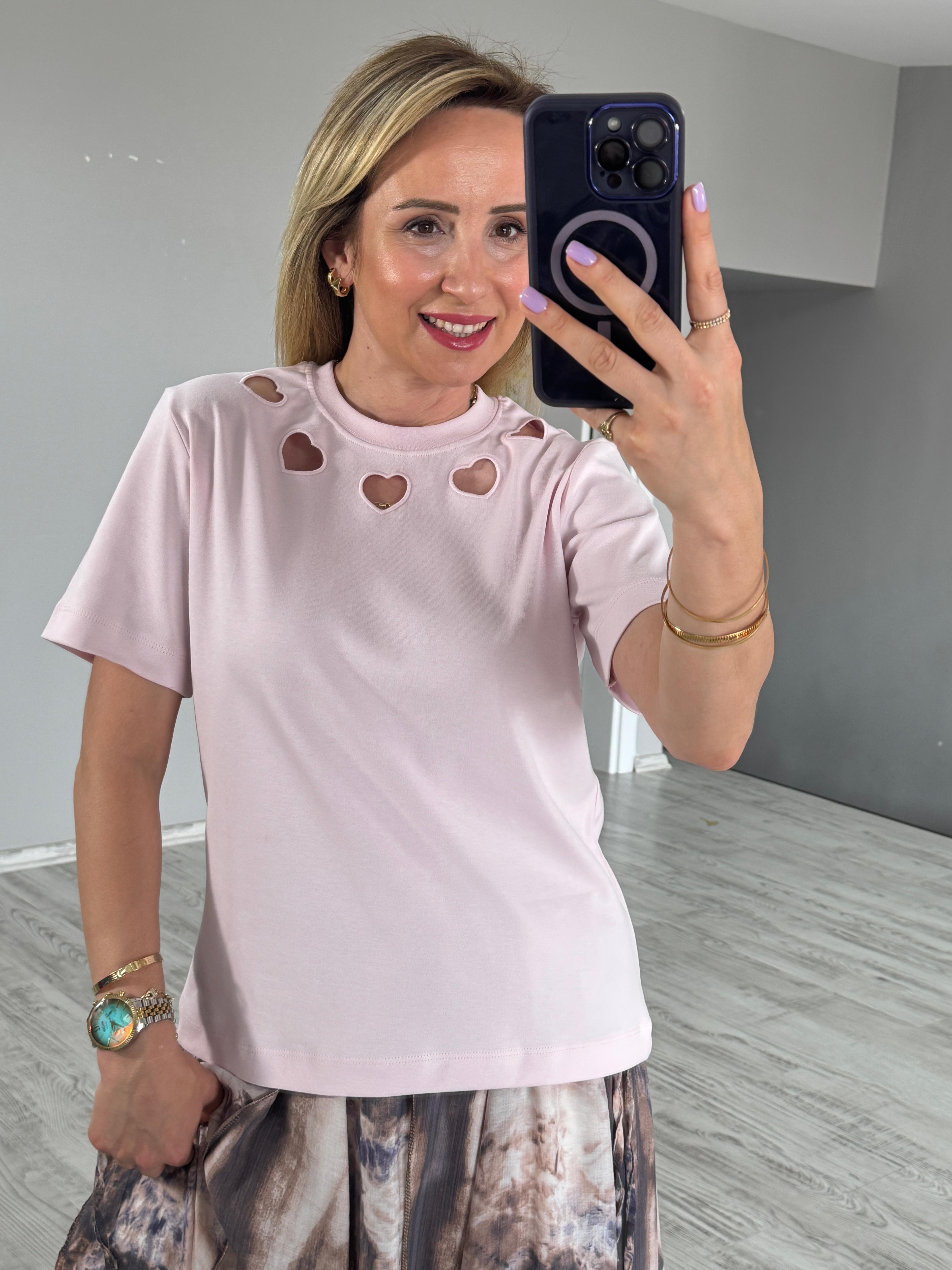 Kalp Nakışlı Tshirt