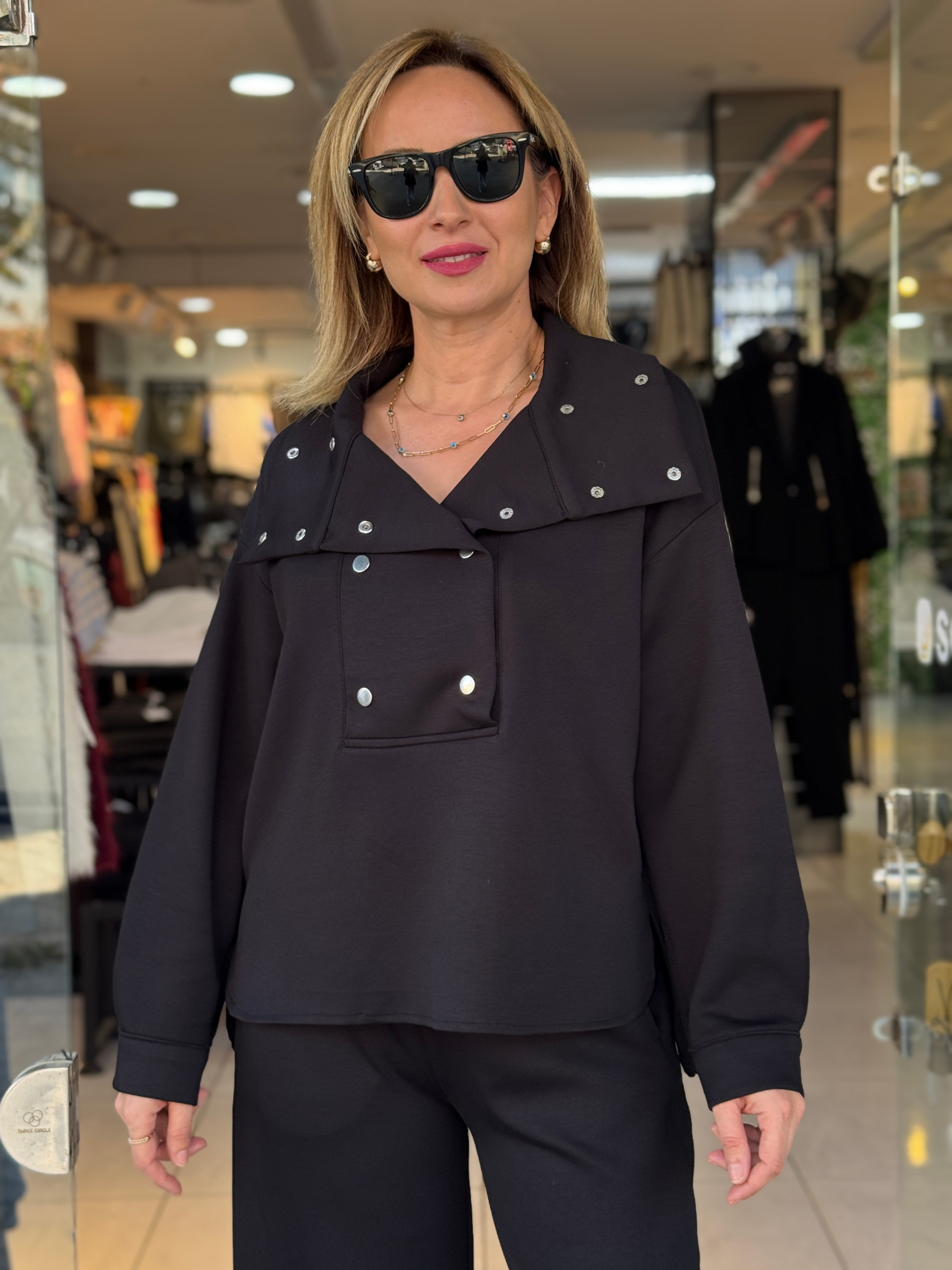 Dik Yaka Çıtçıtlı Modal Takım
