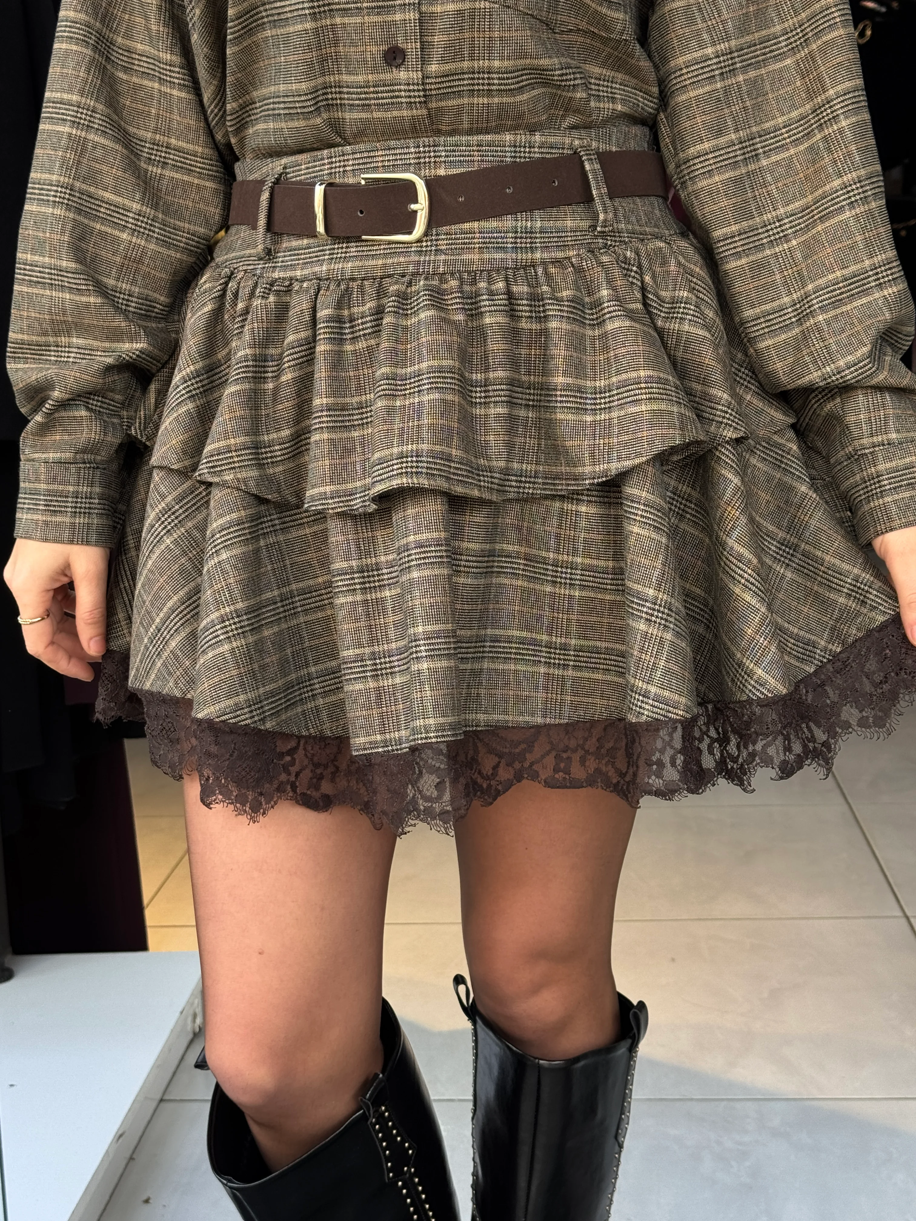 Kemerli Etekli Gömlek Takım