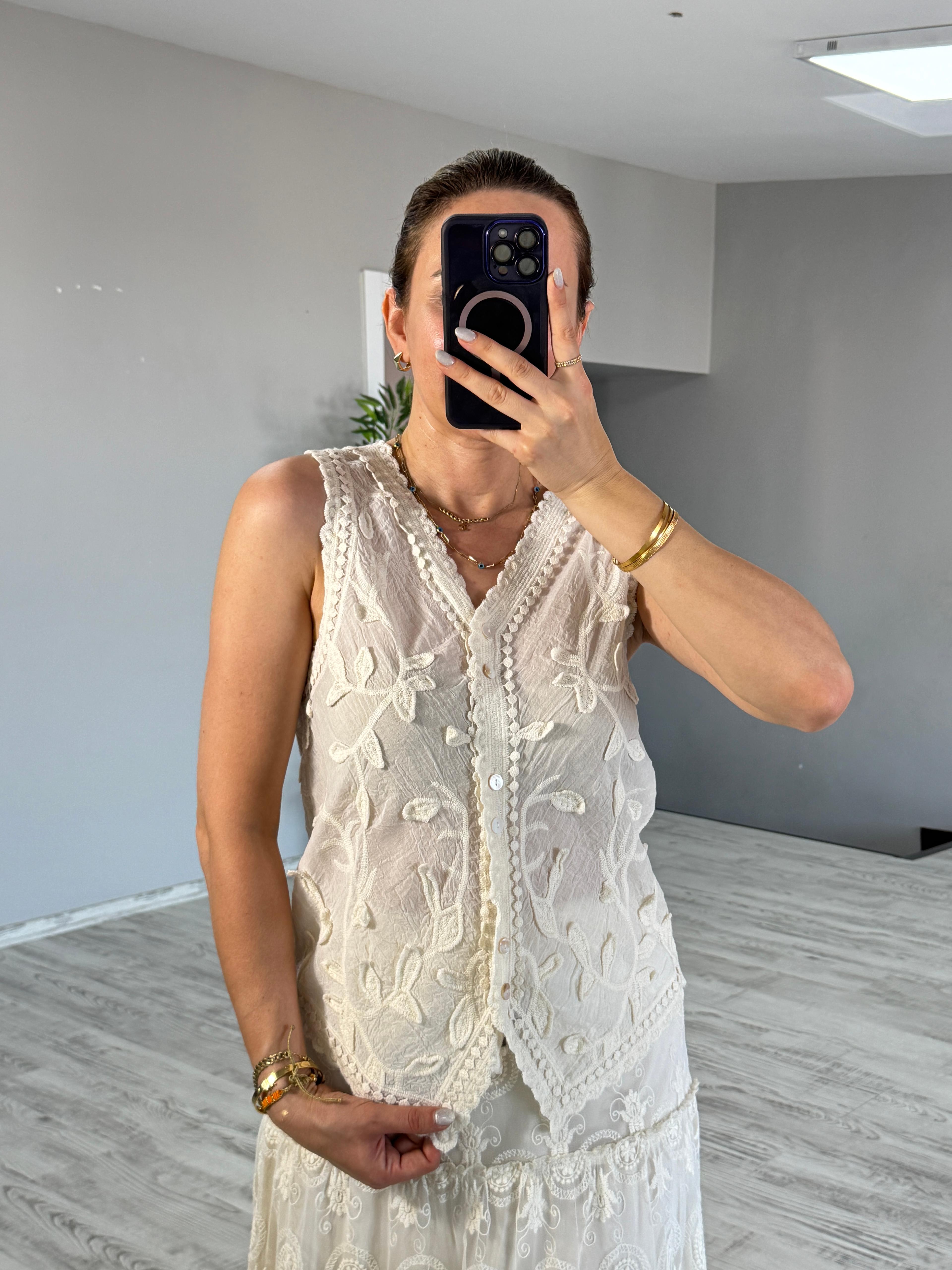 Natural İşlemeli Yelek