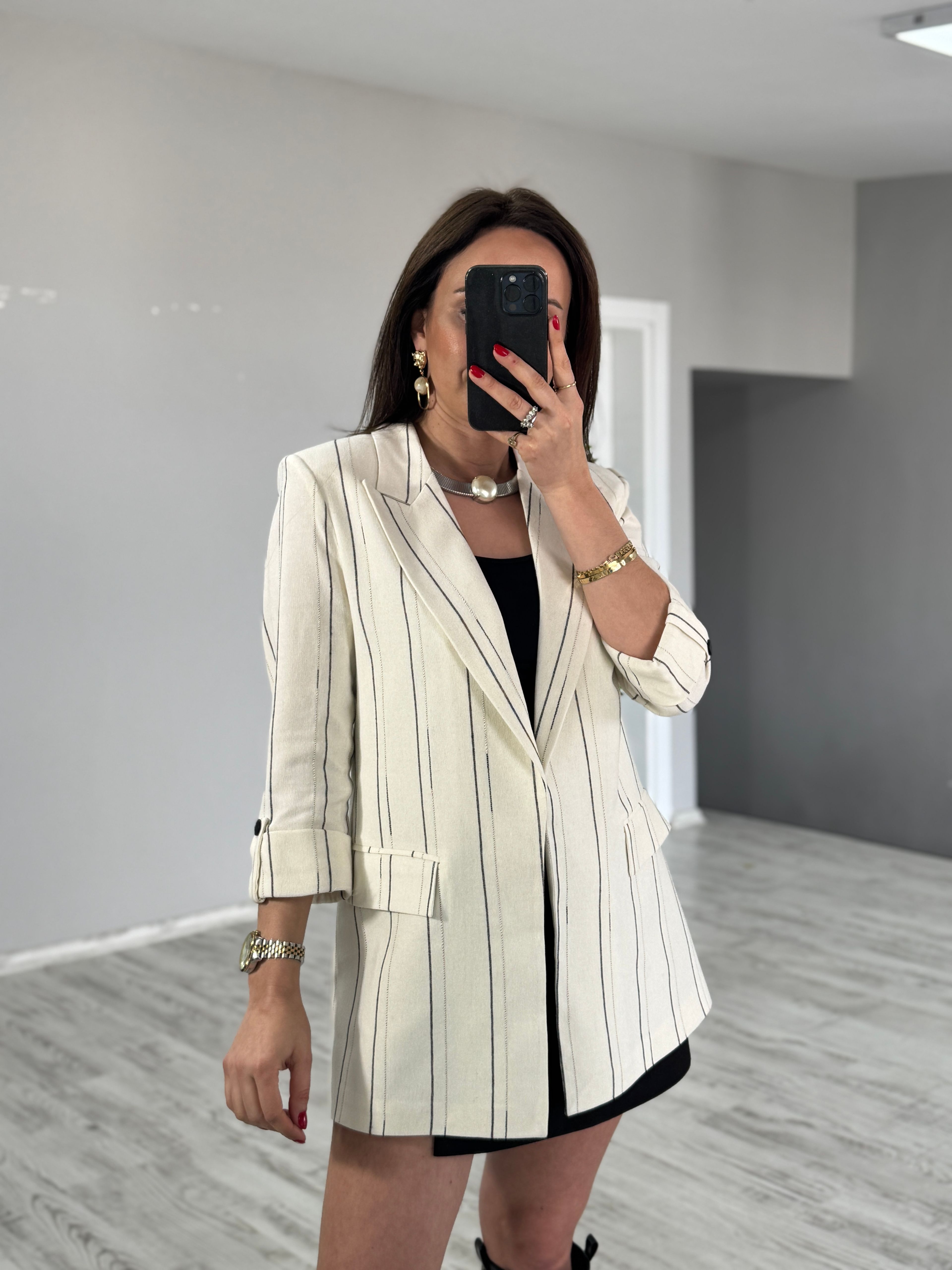 Keten Çizgili Blazer