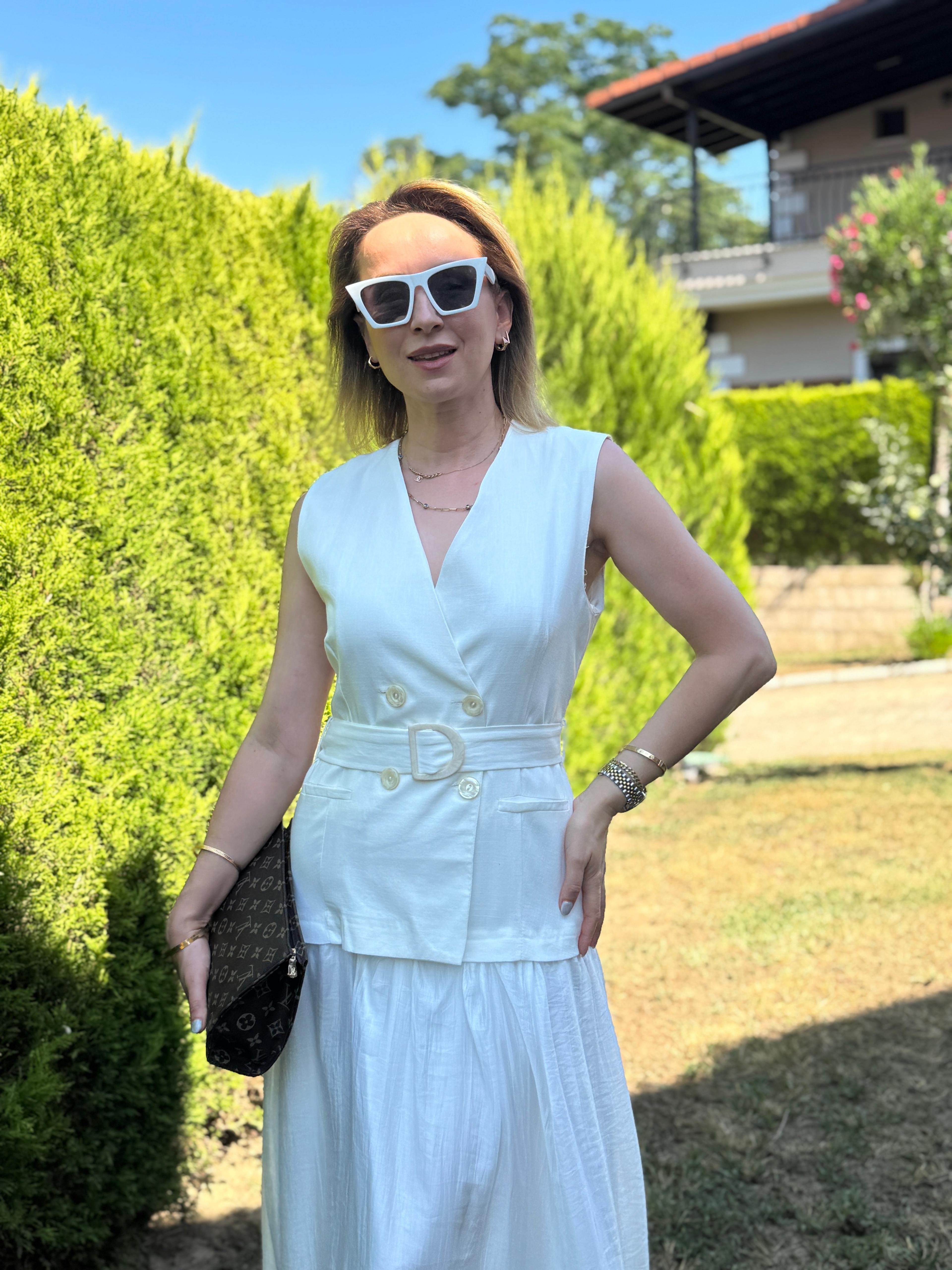Yelekli Kemerli Elbise