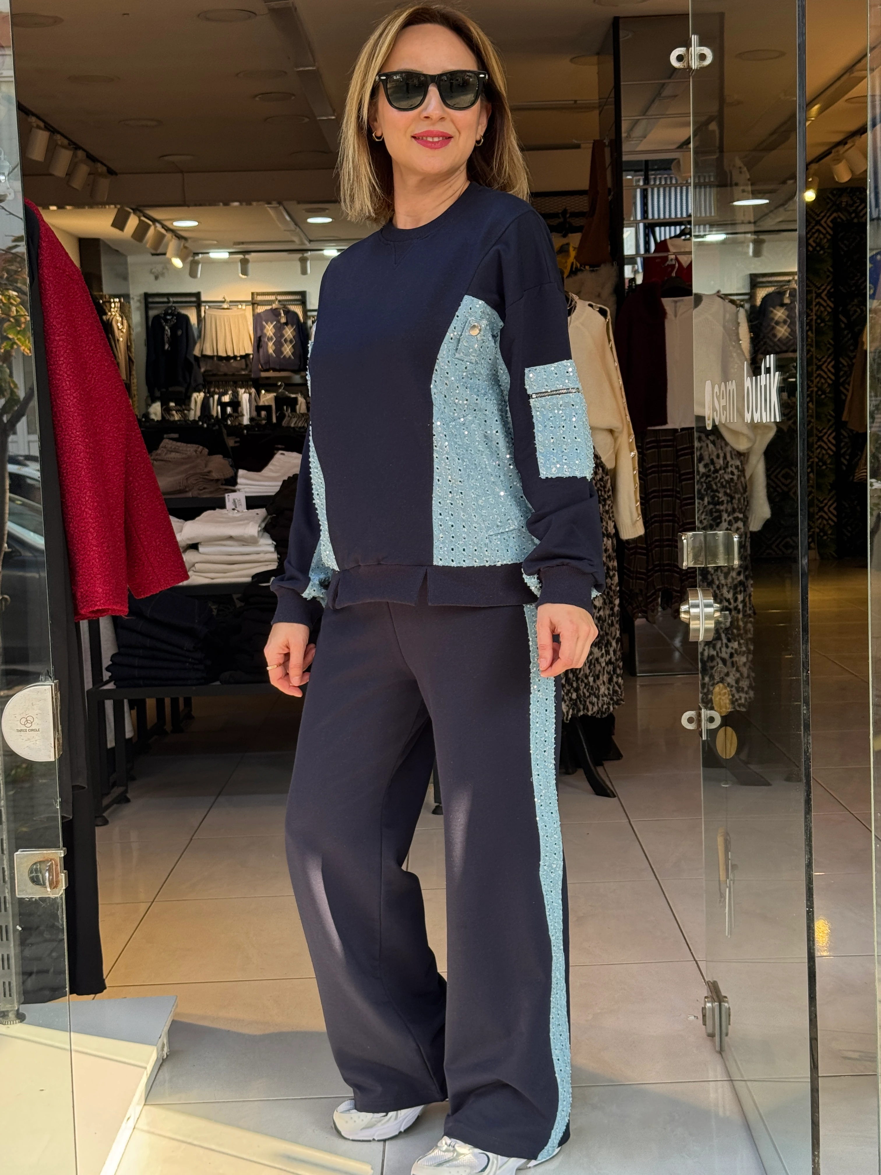 Kot Garnili Pul Detaylı Eşofman Takım