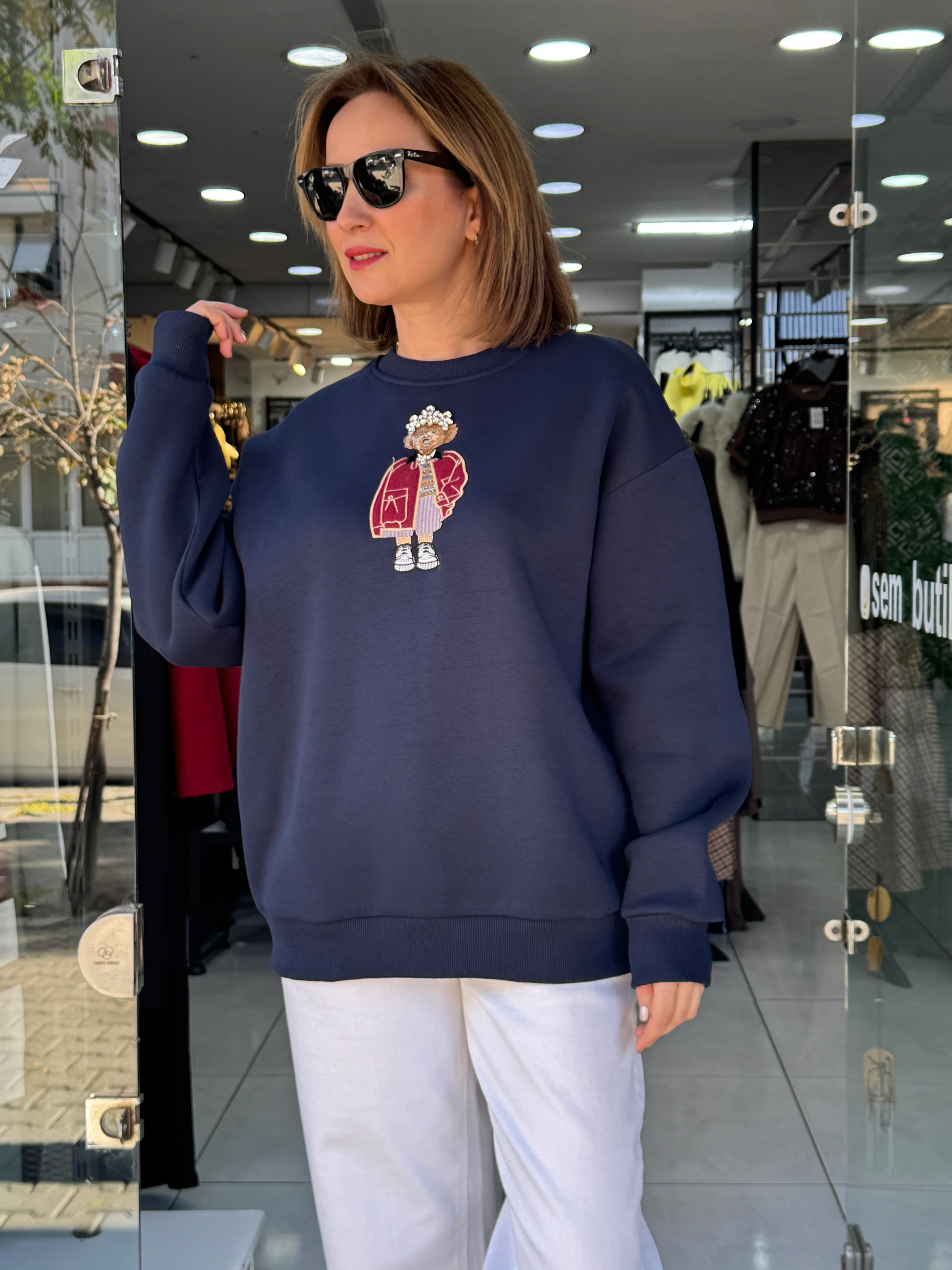 Teddy Detaylı Şardonlu Sweat