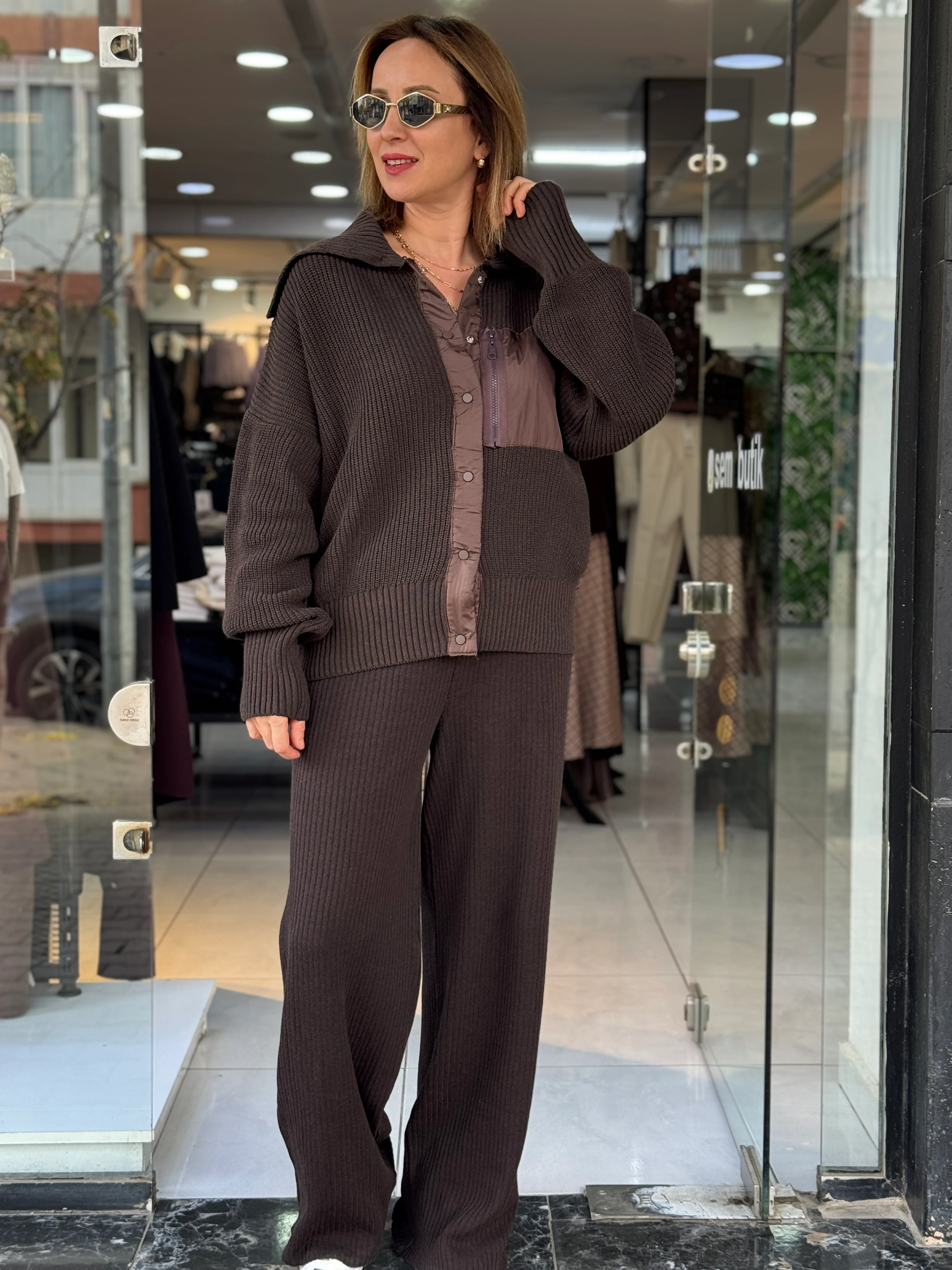 Paraşüt Detaylı Ceketli Triko Takım