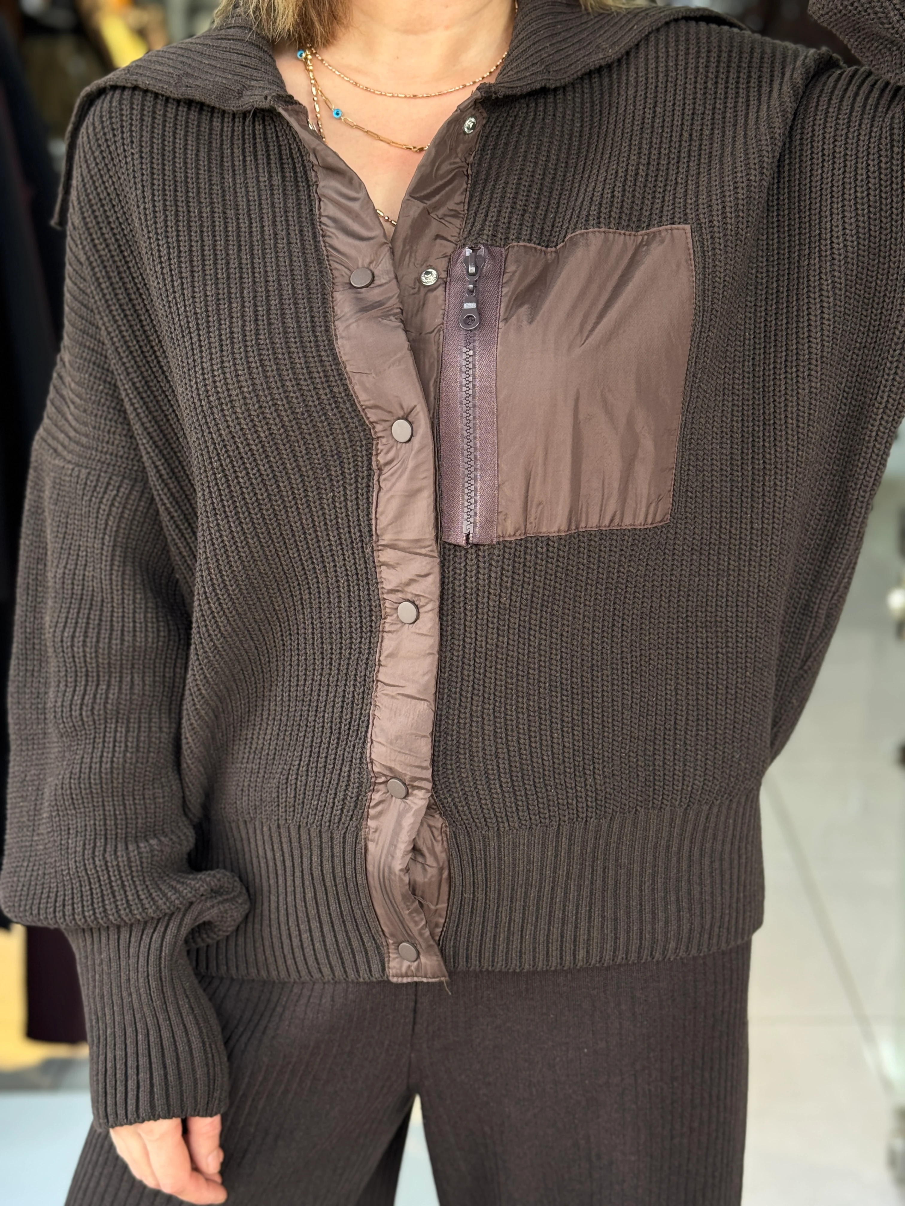 Paraşüt Detaylı Ceketli Triko Takım