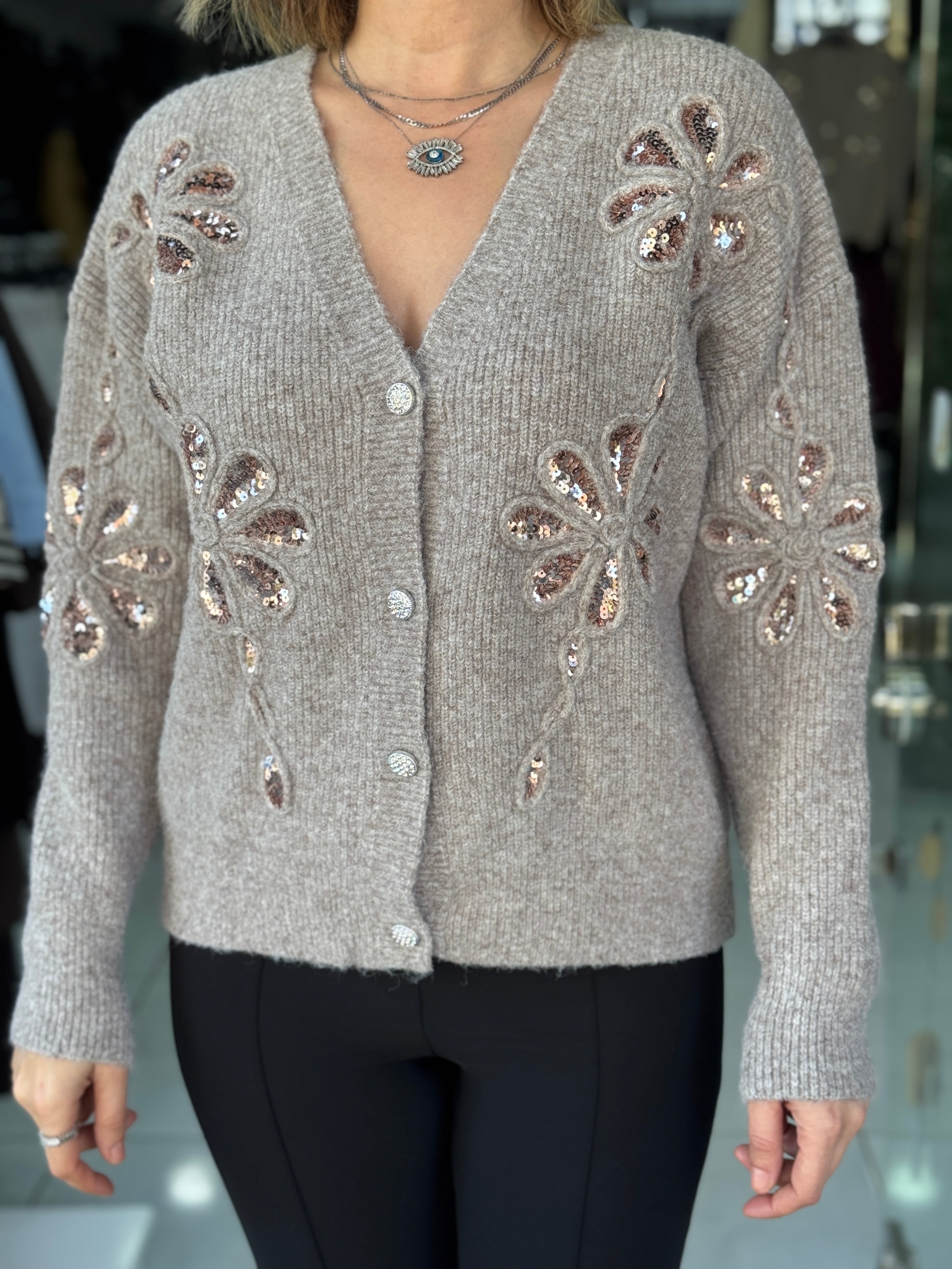 Pul Nakışlı Hırka