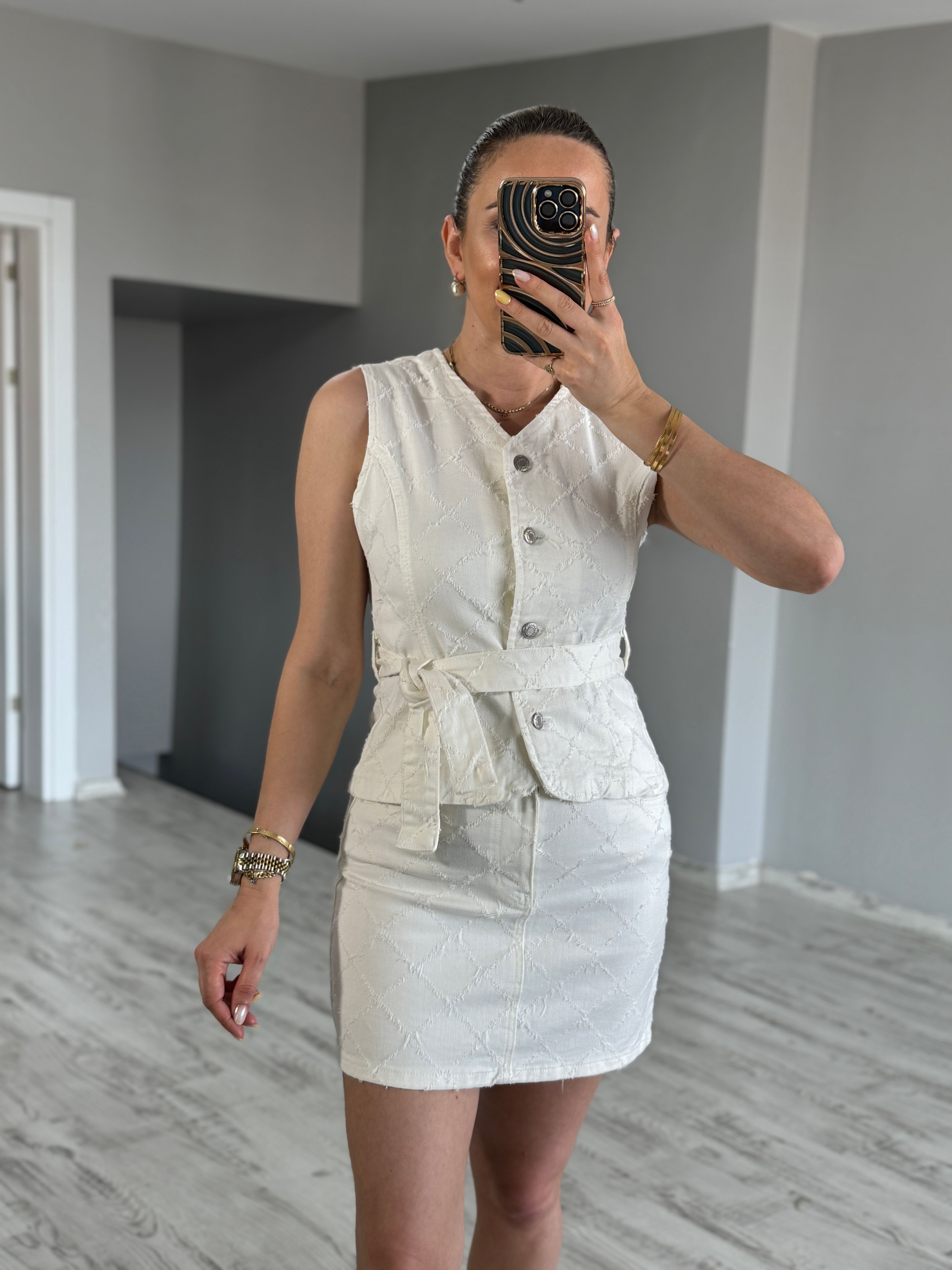 Ekru Denim Takım