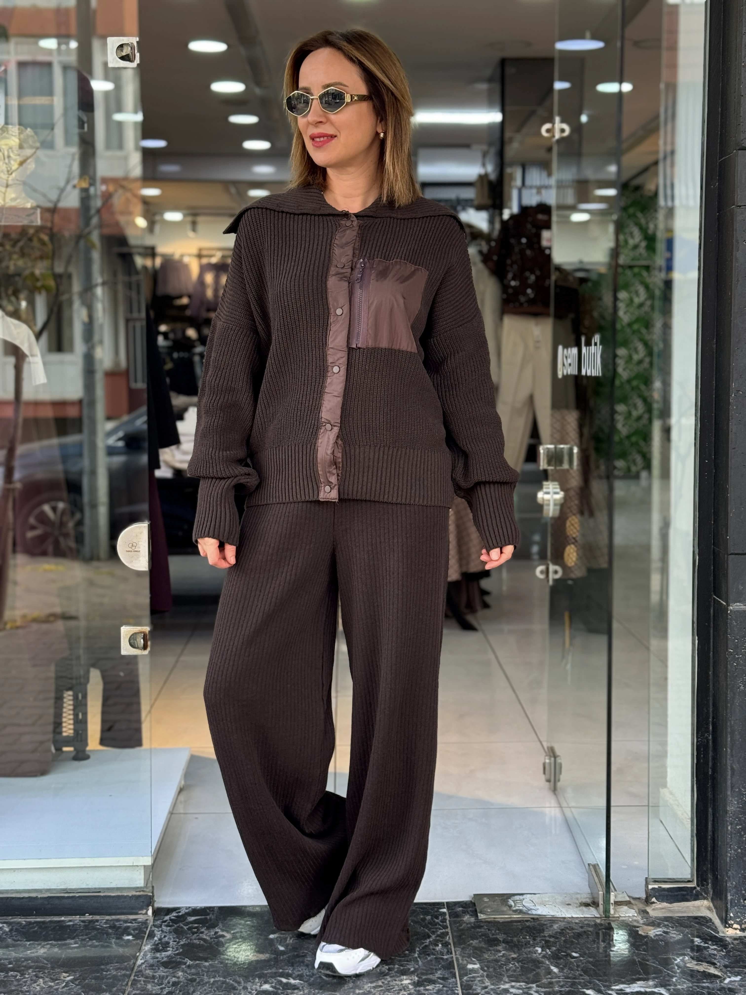 Paraşüt Detaylı Ceketli Triko Takım