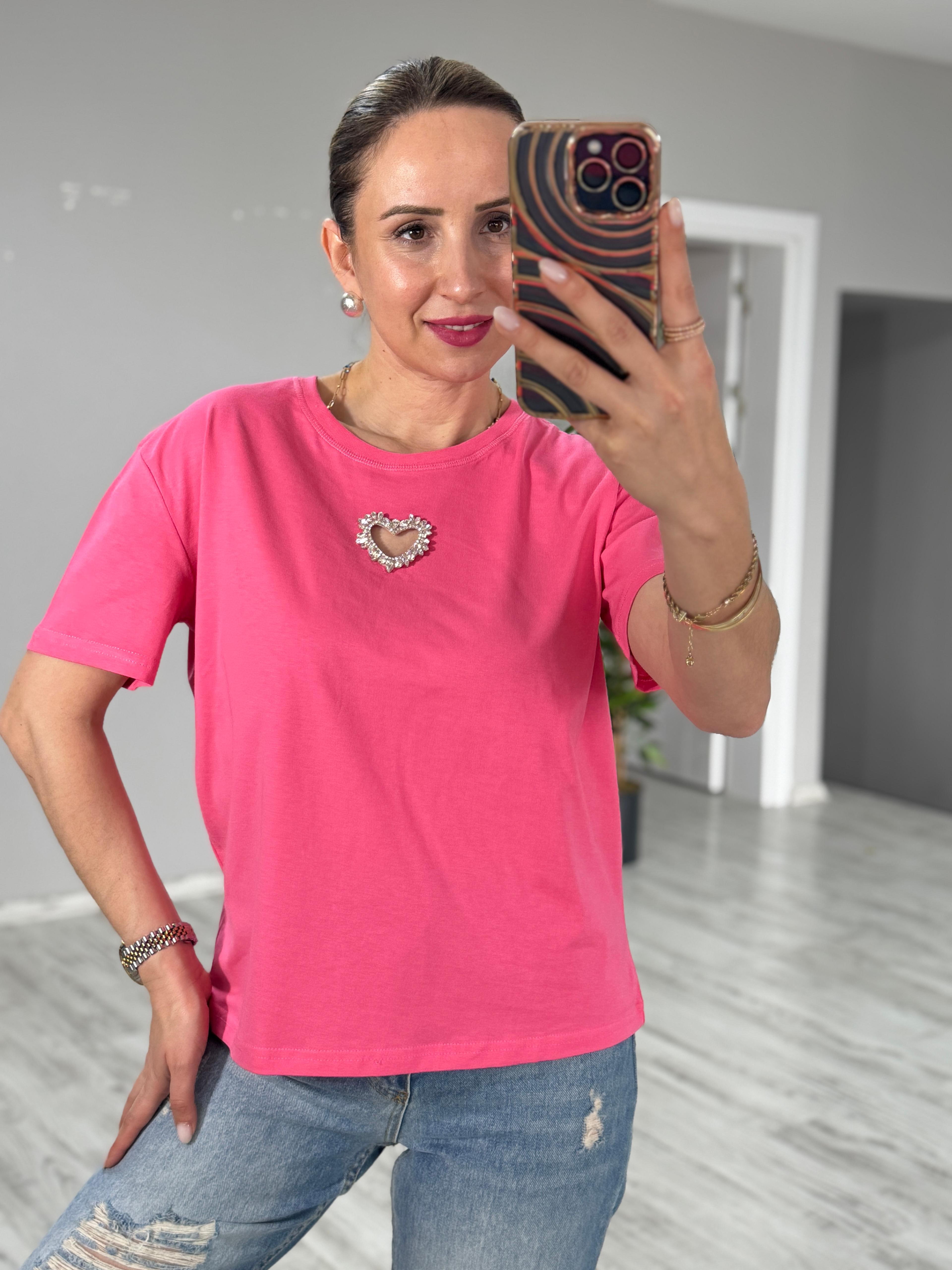 Ön Kalp Detaylı Tshirt
