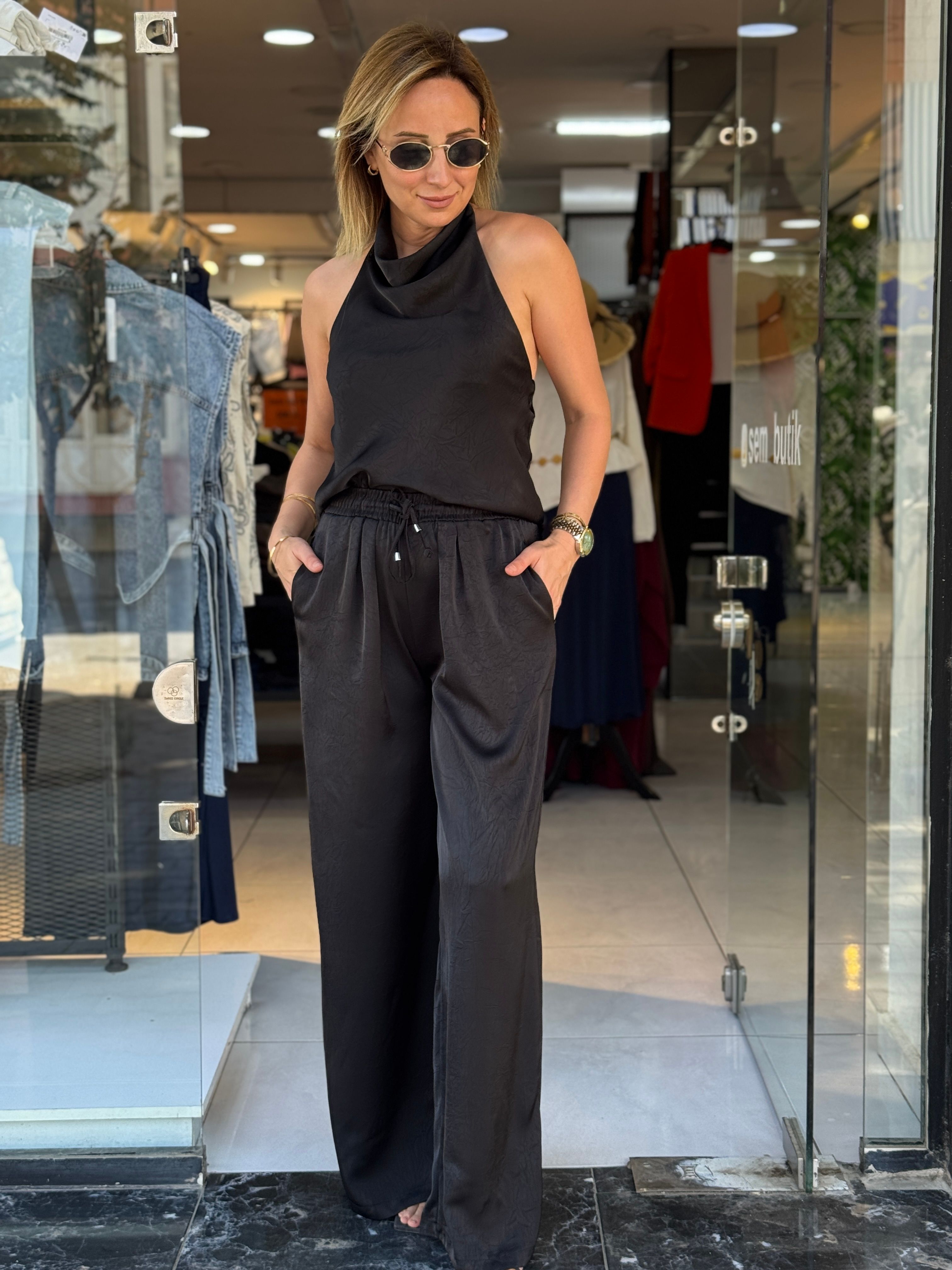 Bluz Pantolon Saten Takım