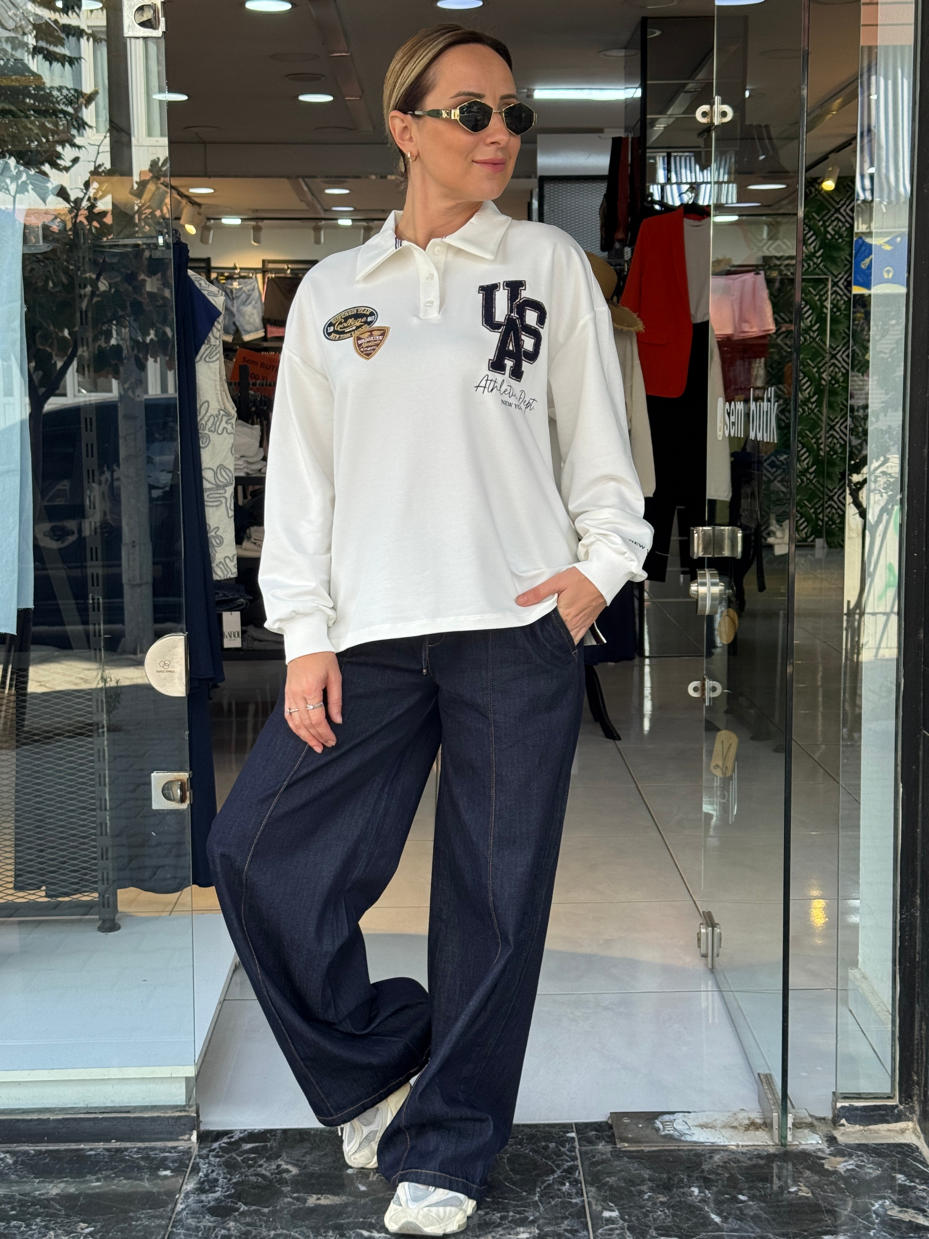 Bel Lastikli Lacivert Denim