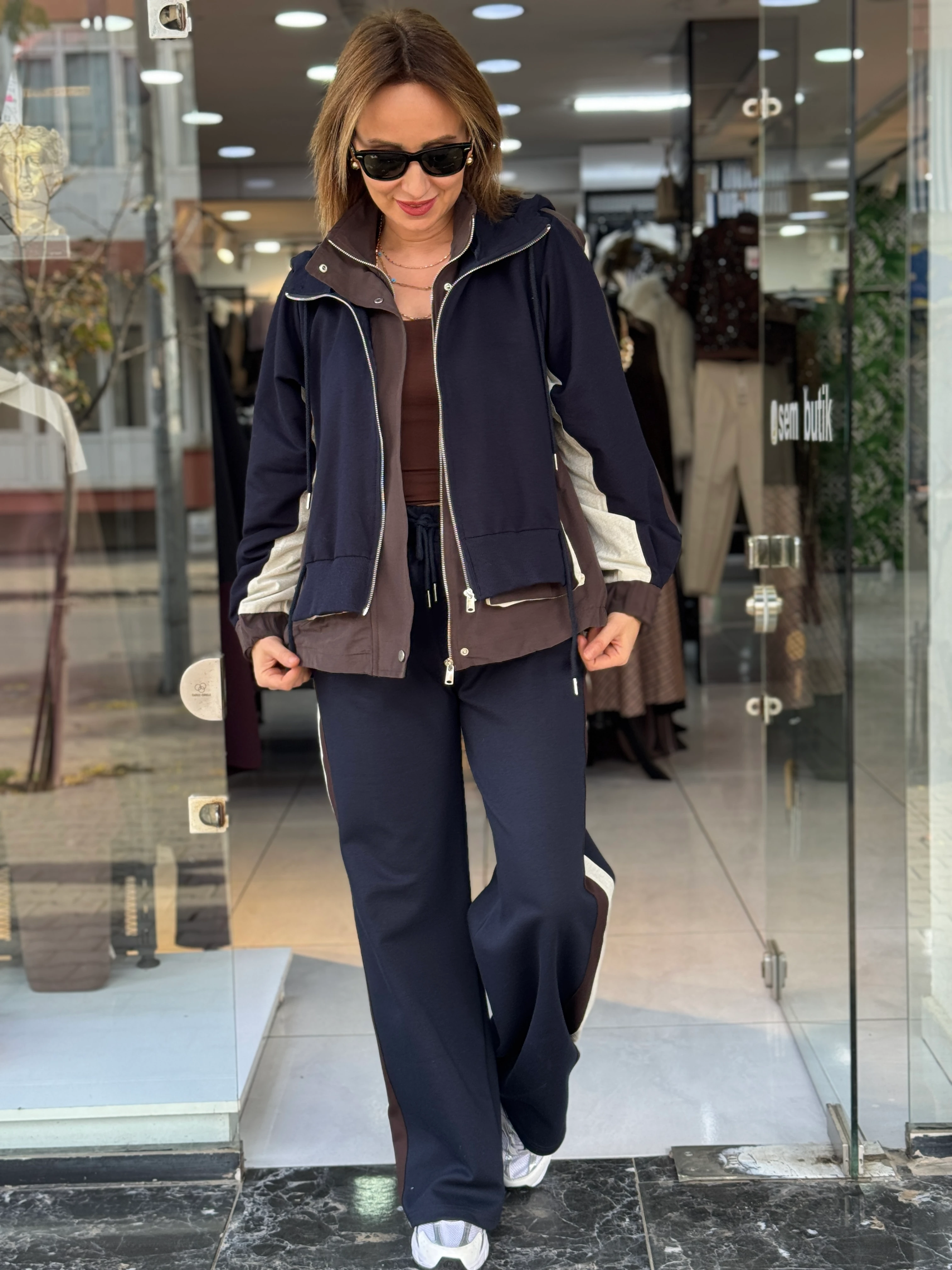 Paraşüt Detaylı Ceketli Kapüşonlu Takım