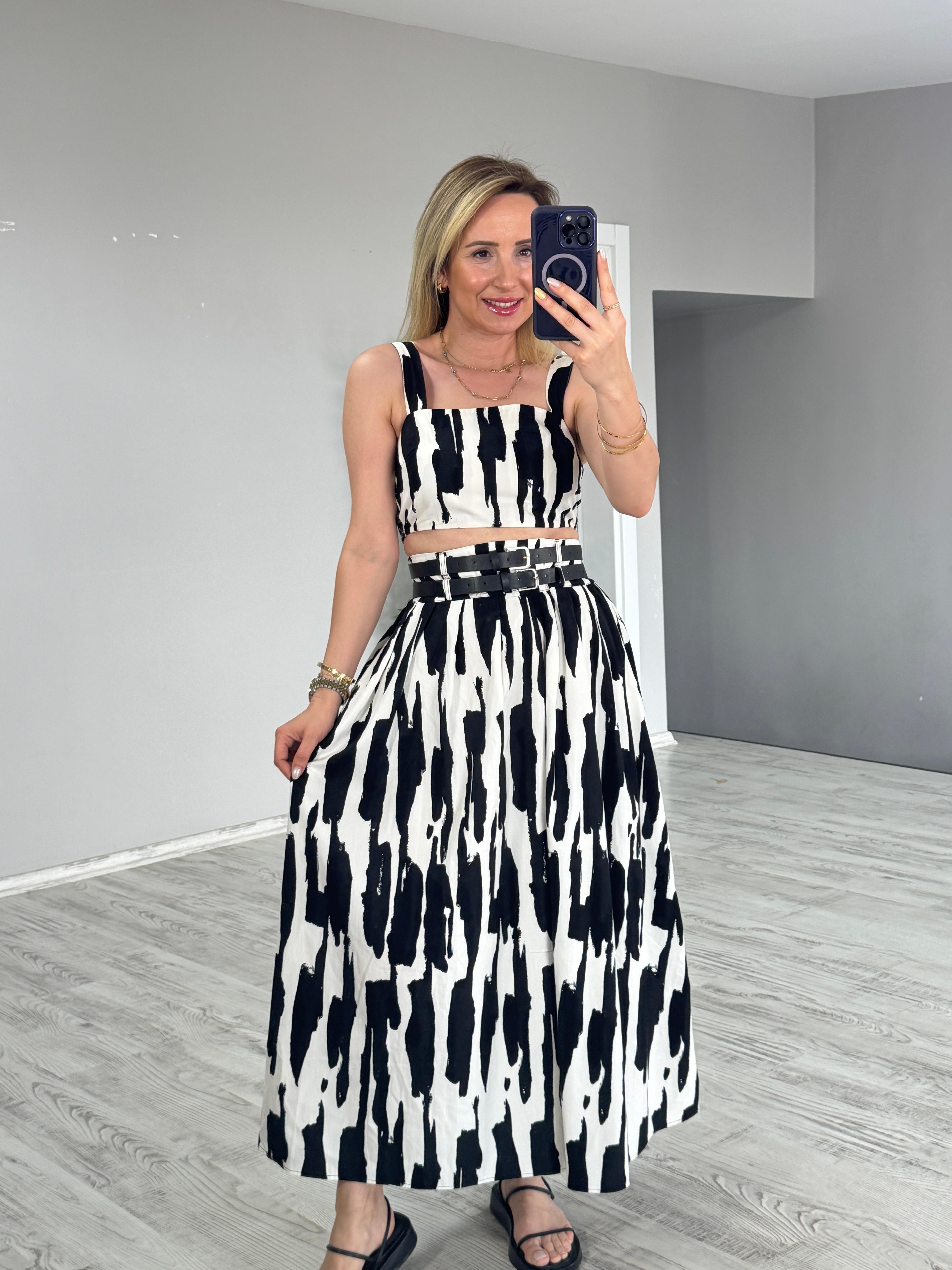 Zebra Desen Kemerli Takım