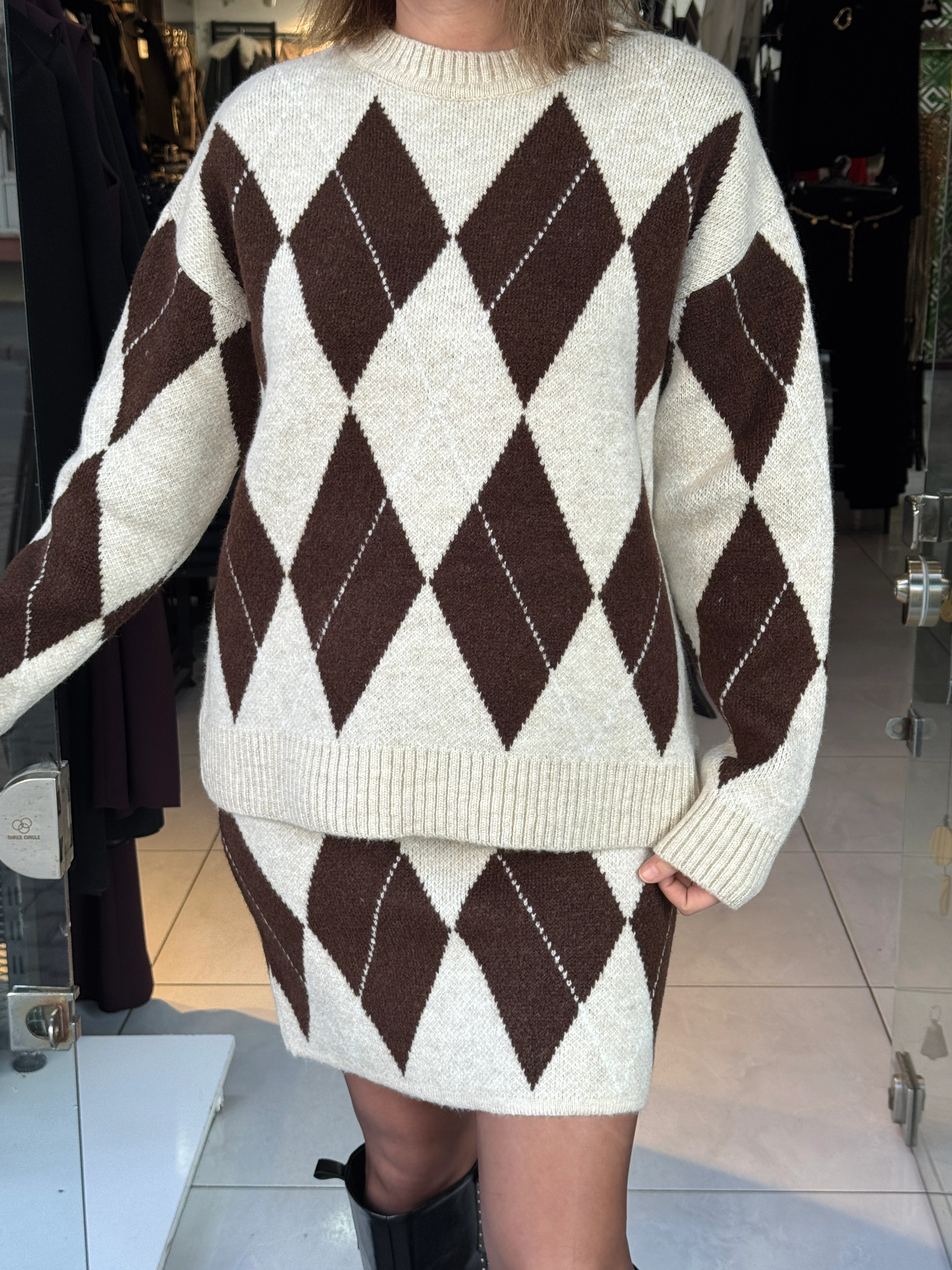 Baklava Desen Triko Etekli Takım