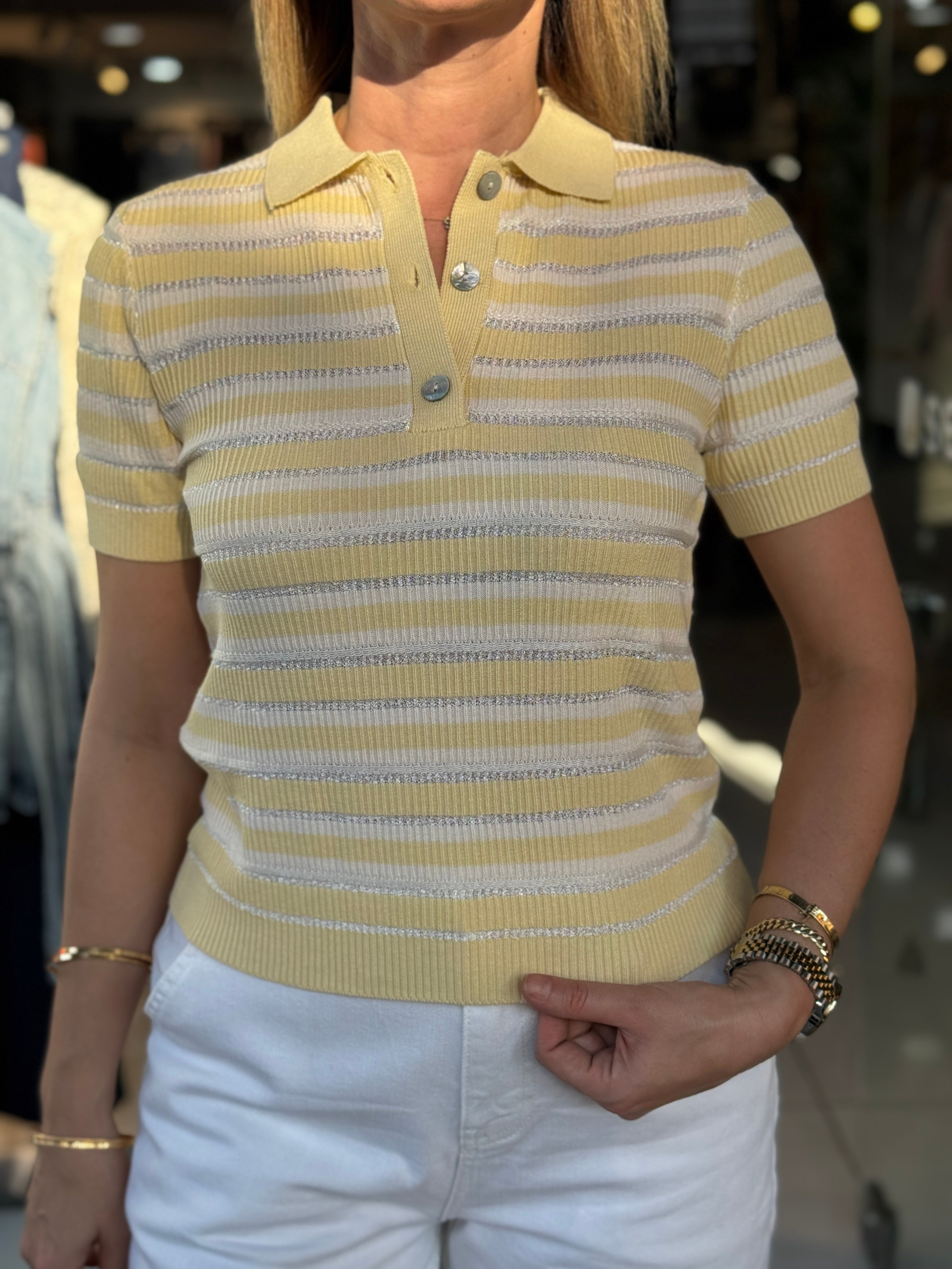 Polo Yaka Çizgili Triko