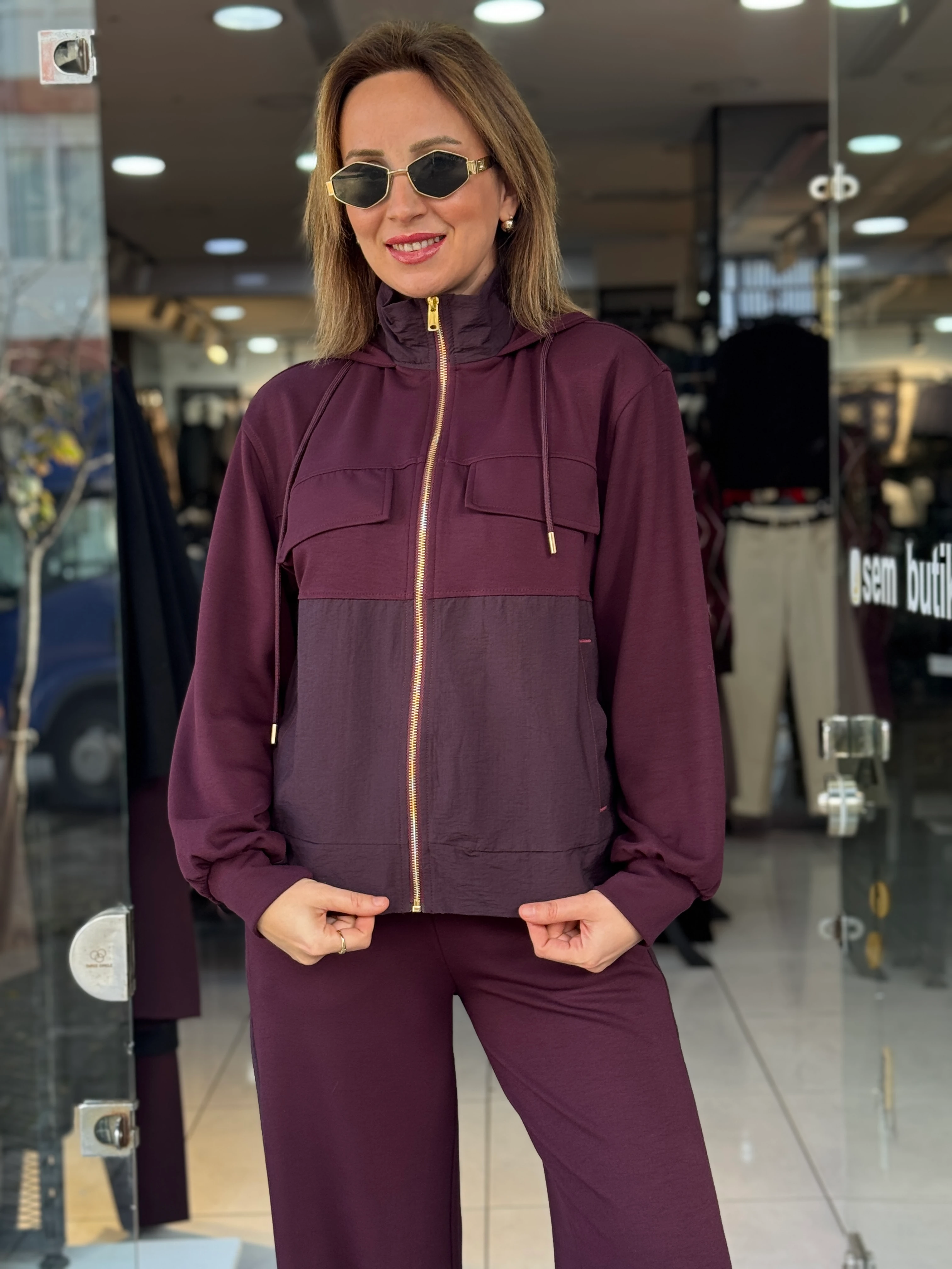 Paraşüt Detay Kapüşonlu Takım