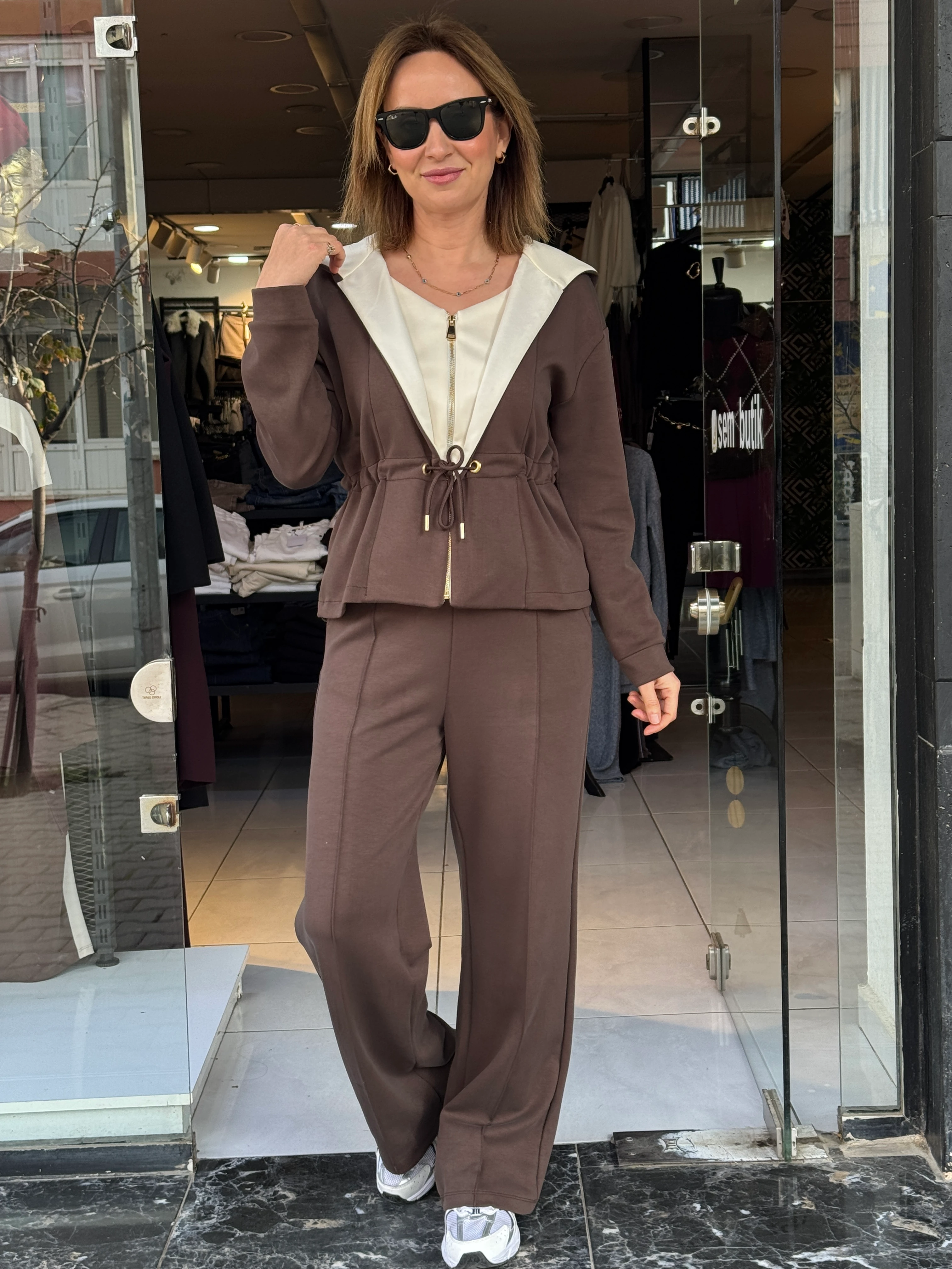 Kapüşonlu Kahve Modal Takım