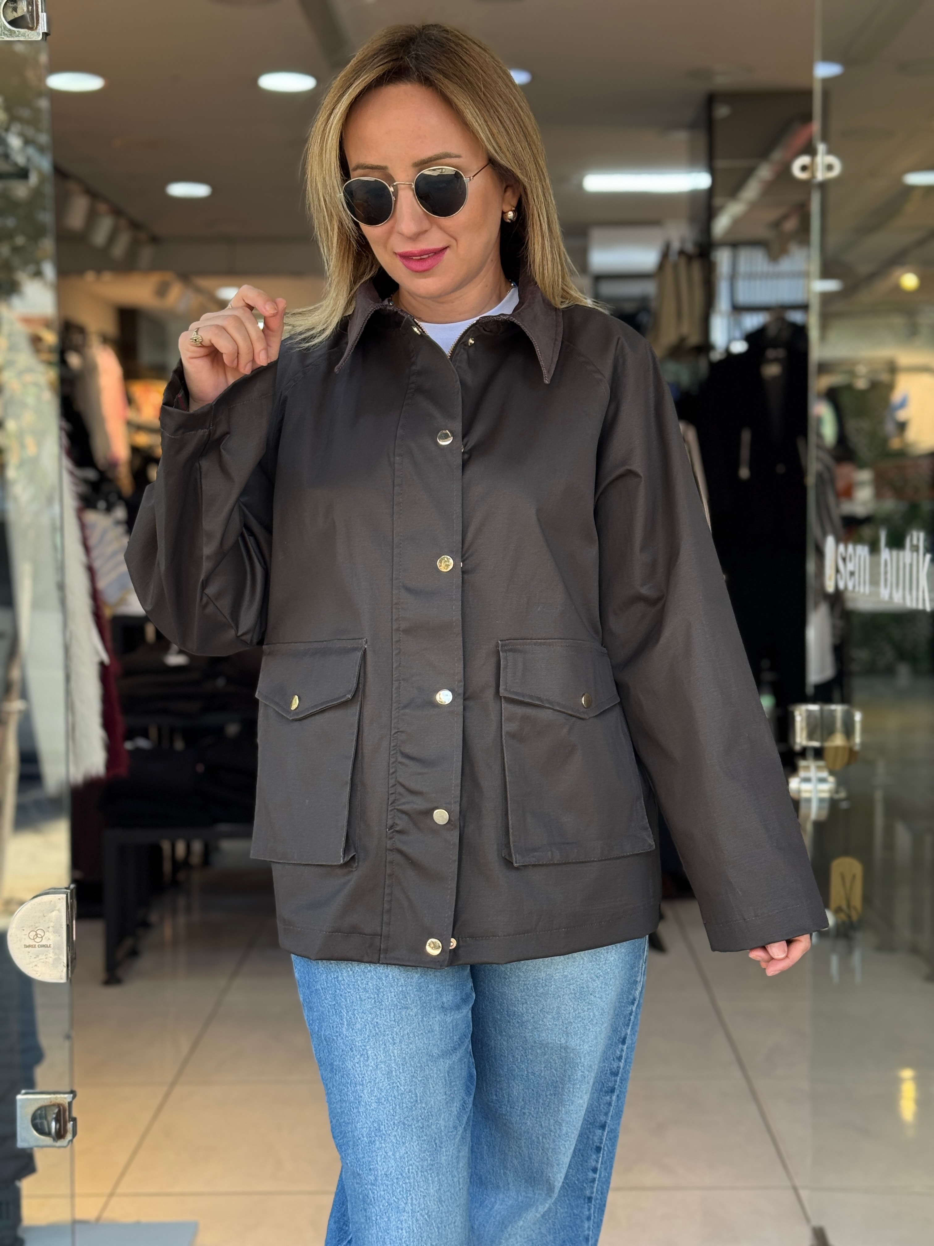 Acı Kahve Ekose Astarlı Ceket