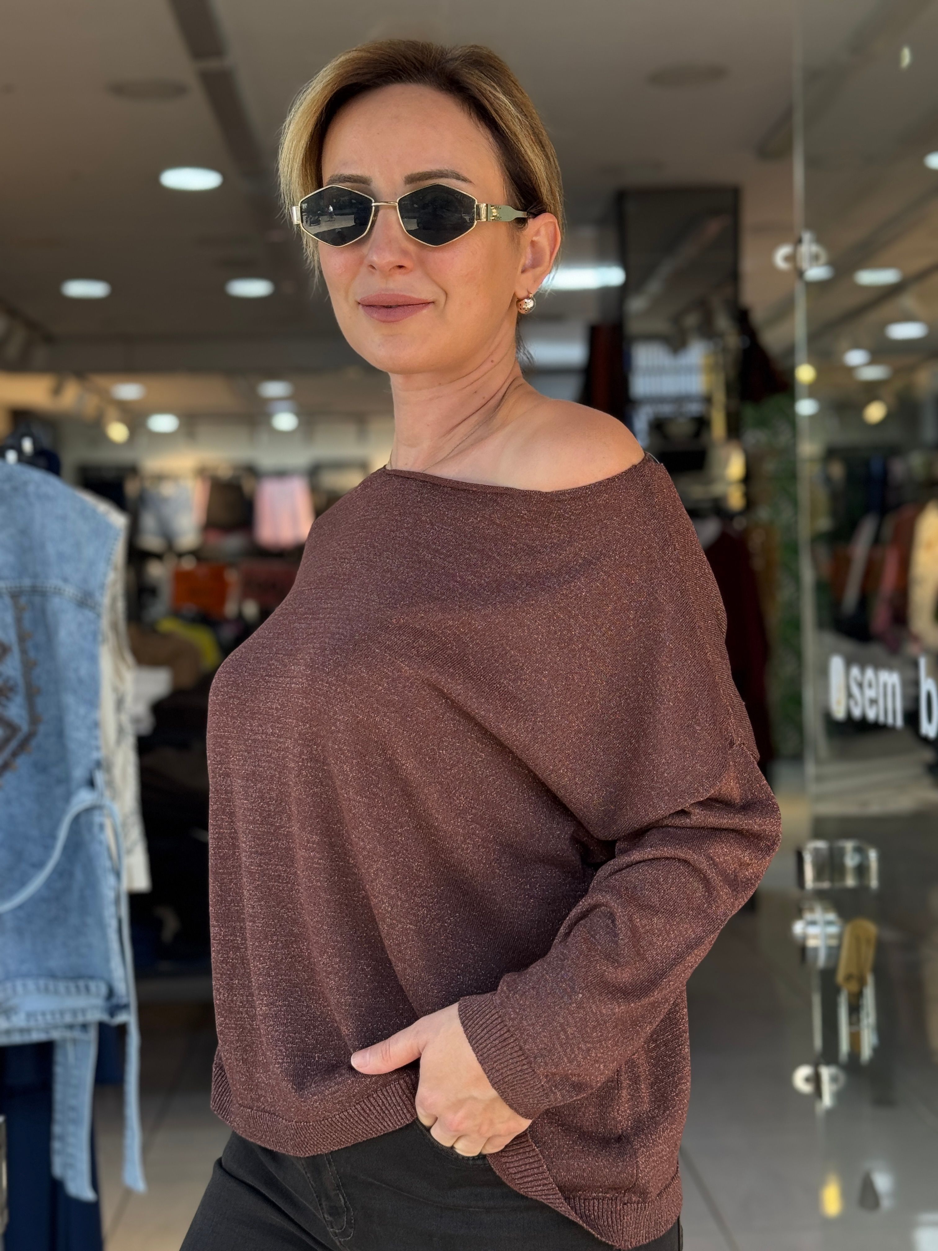 Simli Merserize Triko Bluz