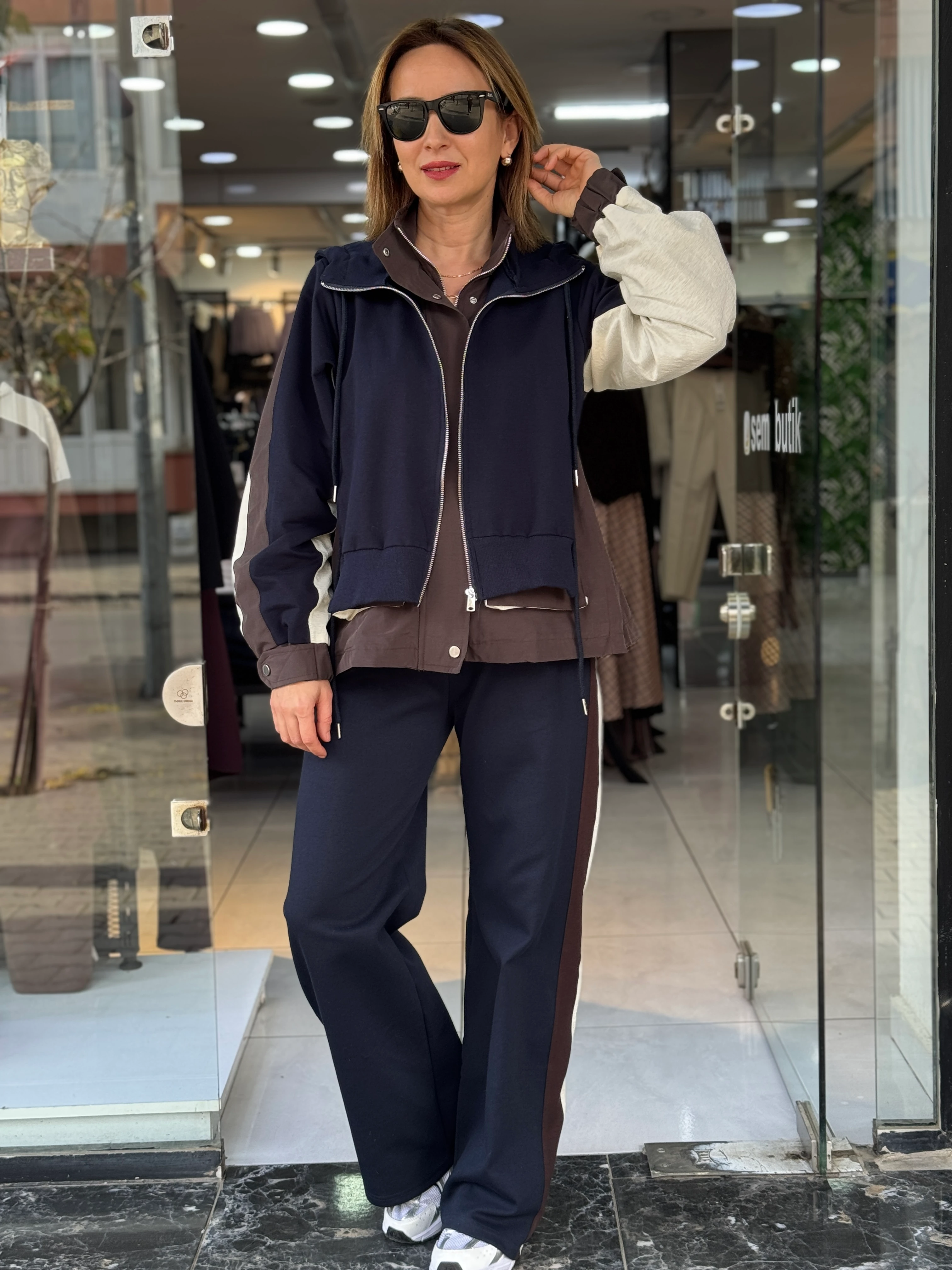 Paraşüt Detaylı Ceketli Kapüşonlu Takım