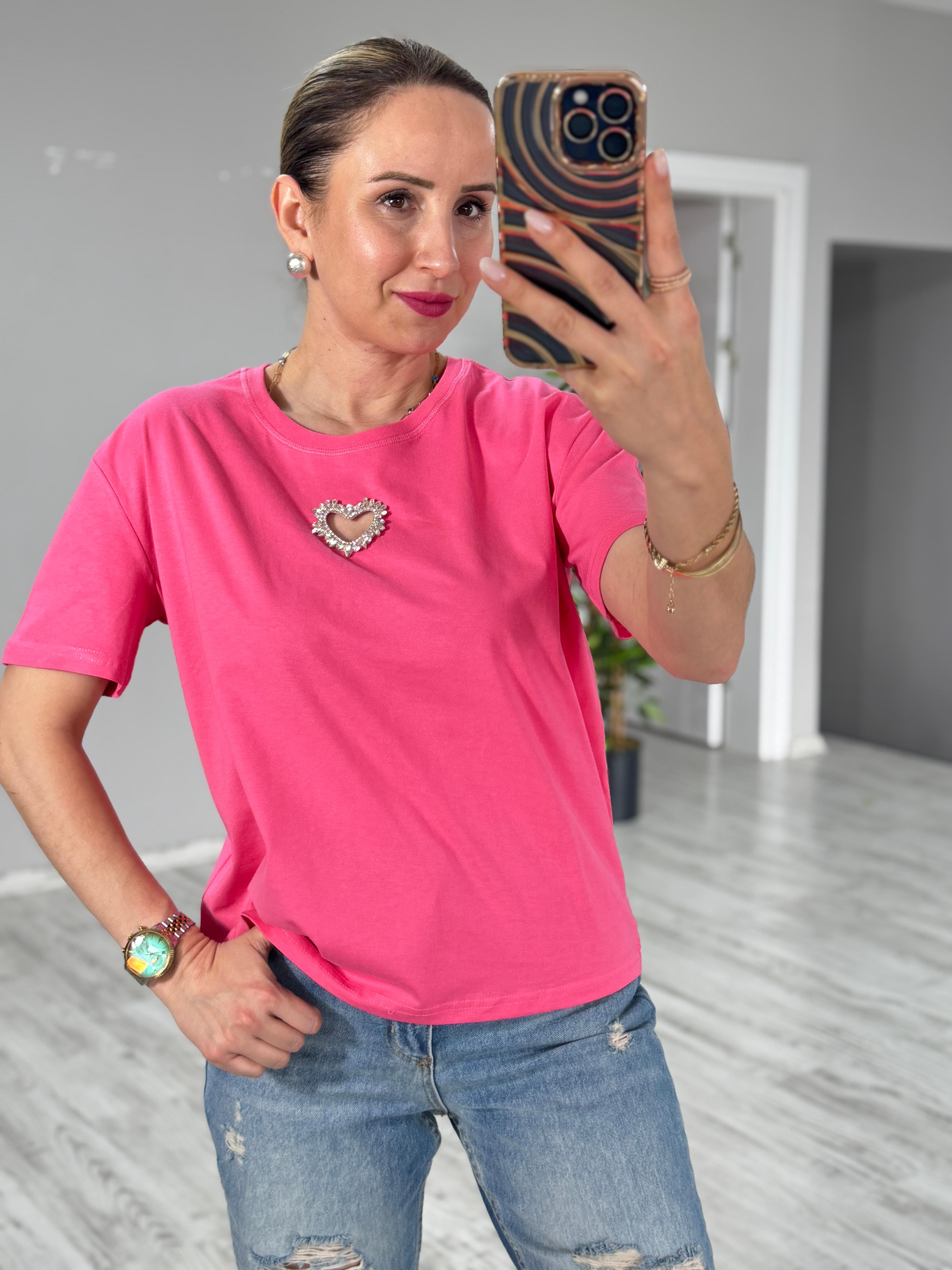 Ön Kalp Detaylı Tshirt