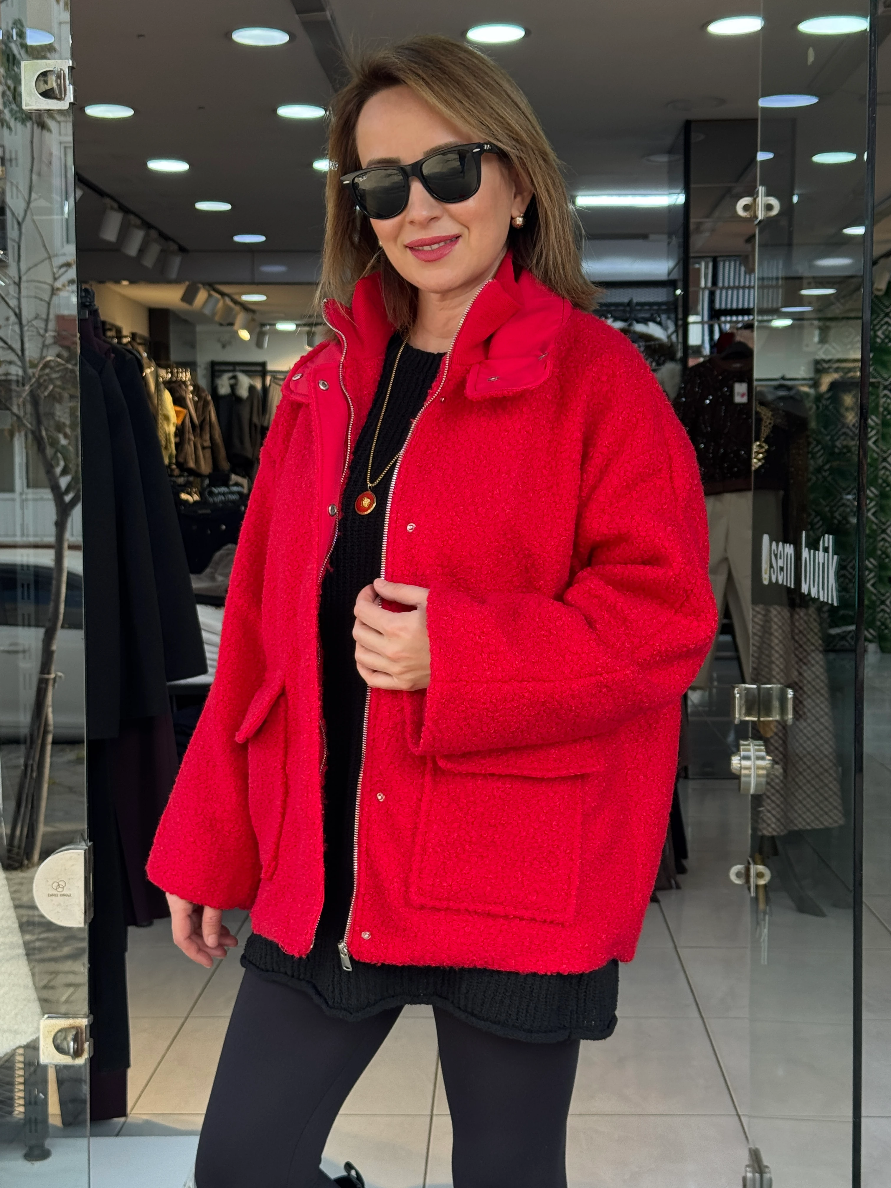 Ön Cep Detaylı Buklet Kaban