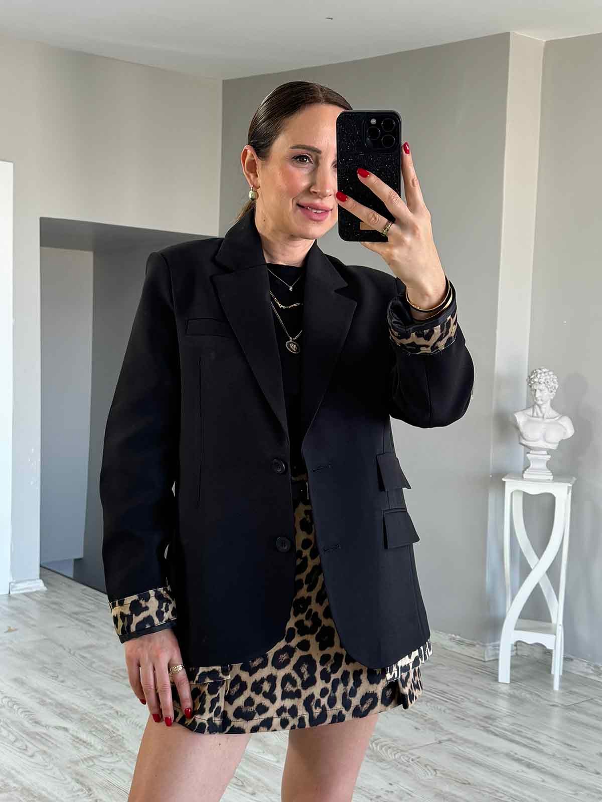 Leopar Detaylı Blazer