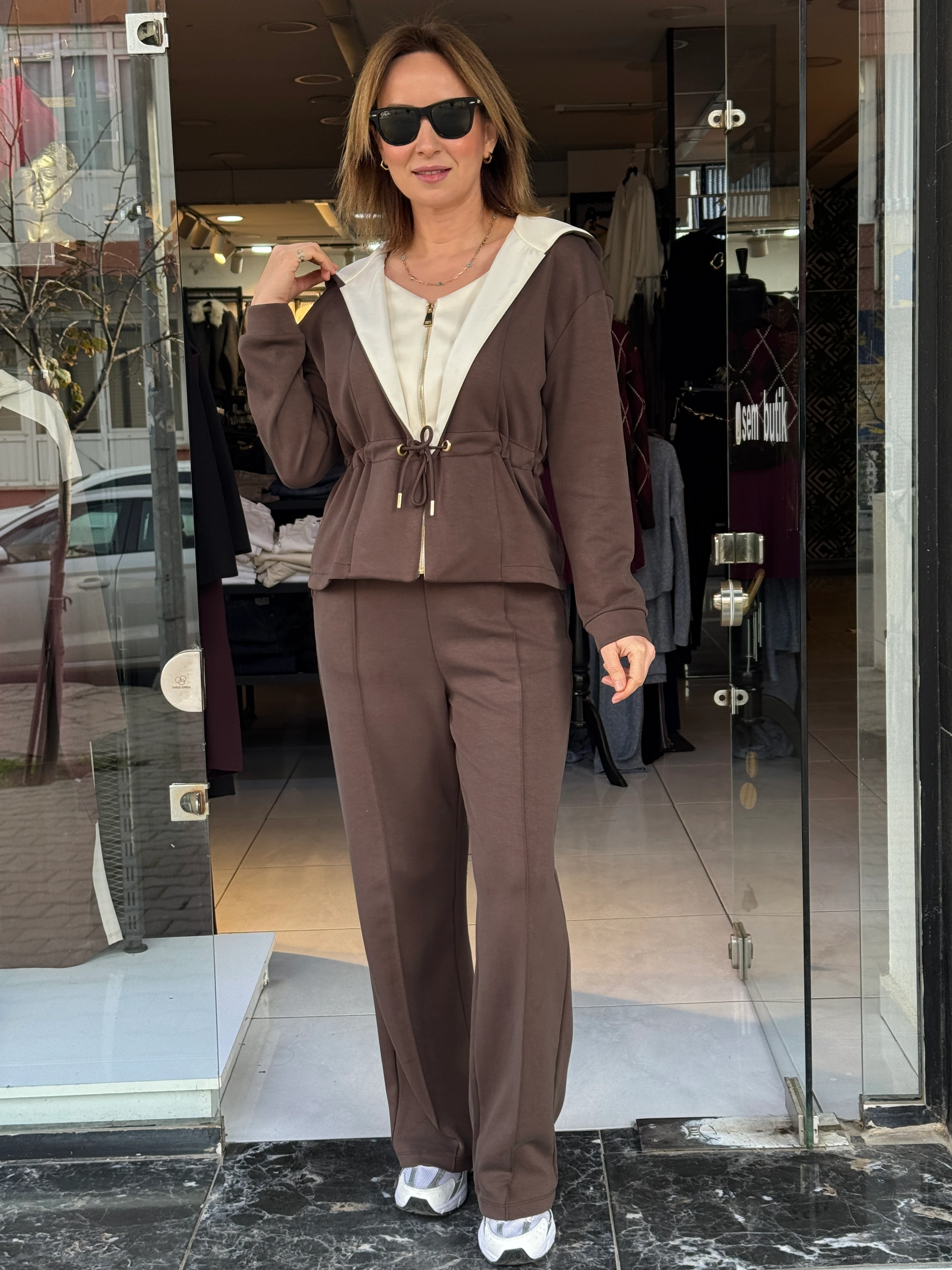 Kapüşonlu Kahve Modal Takım