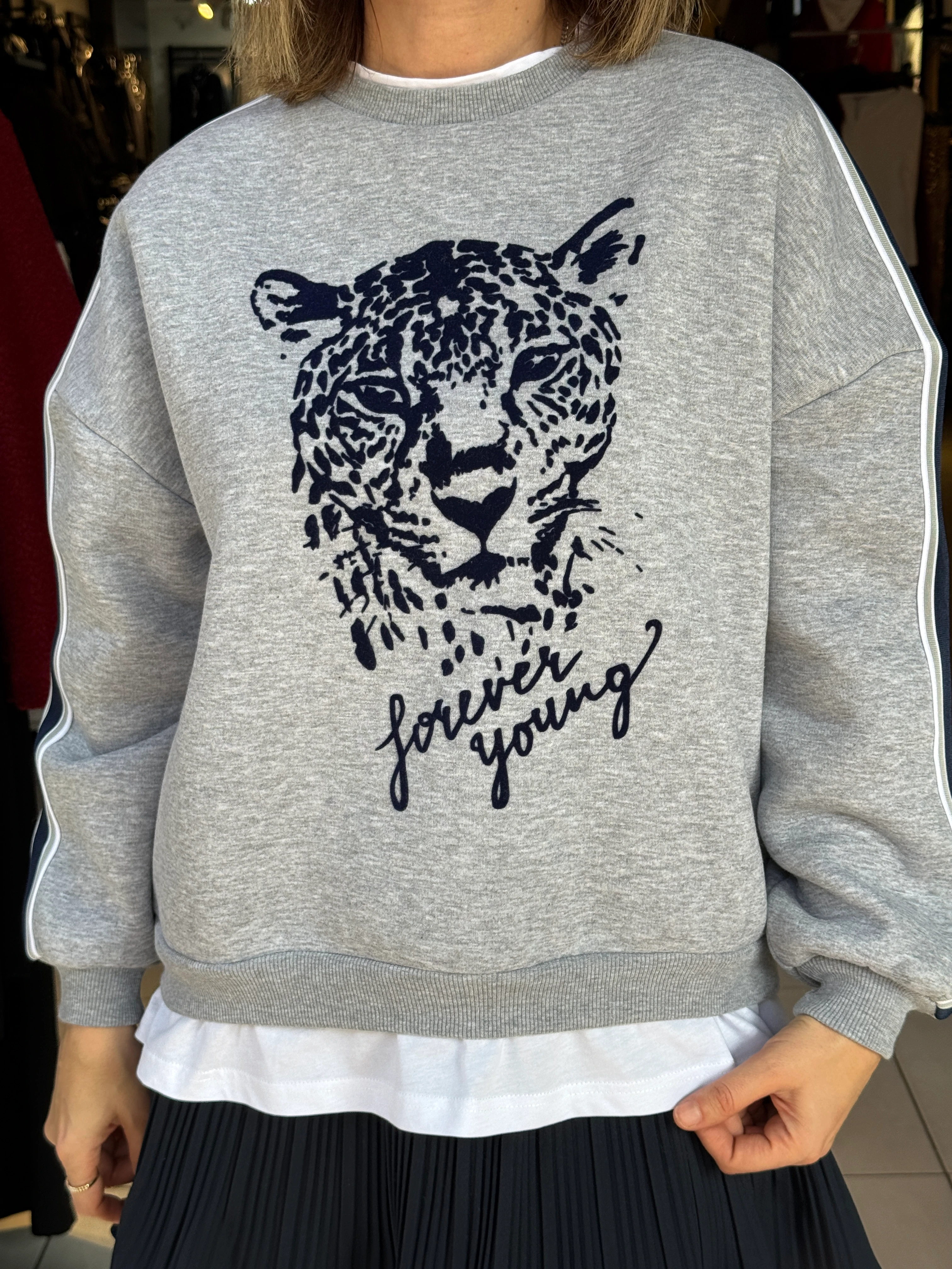 Kaplan Baskılı Tshirt Detaylı Sweat