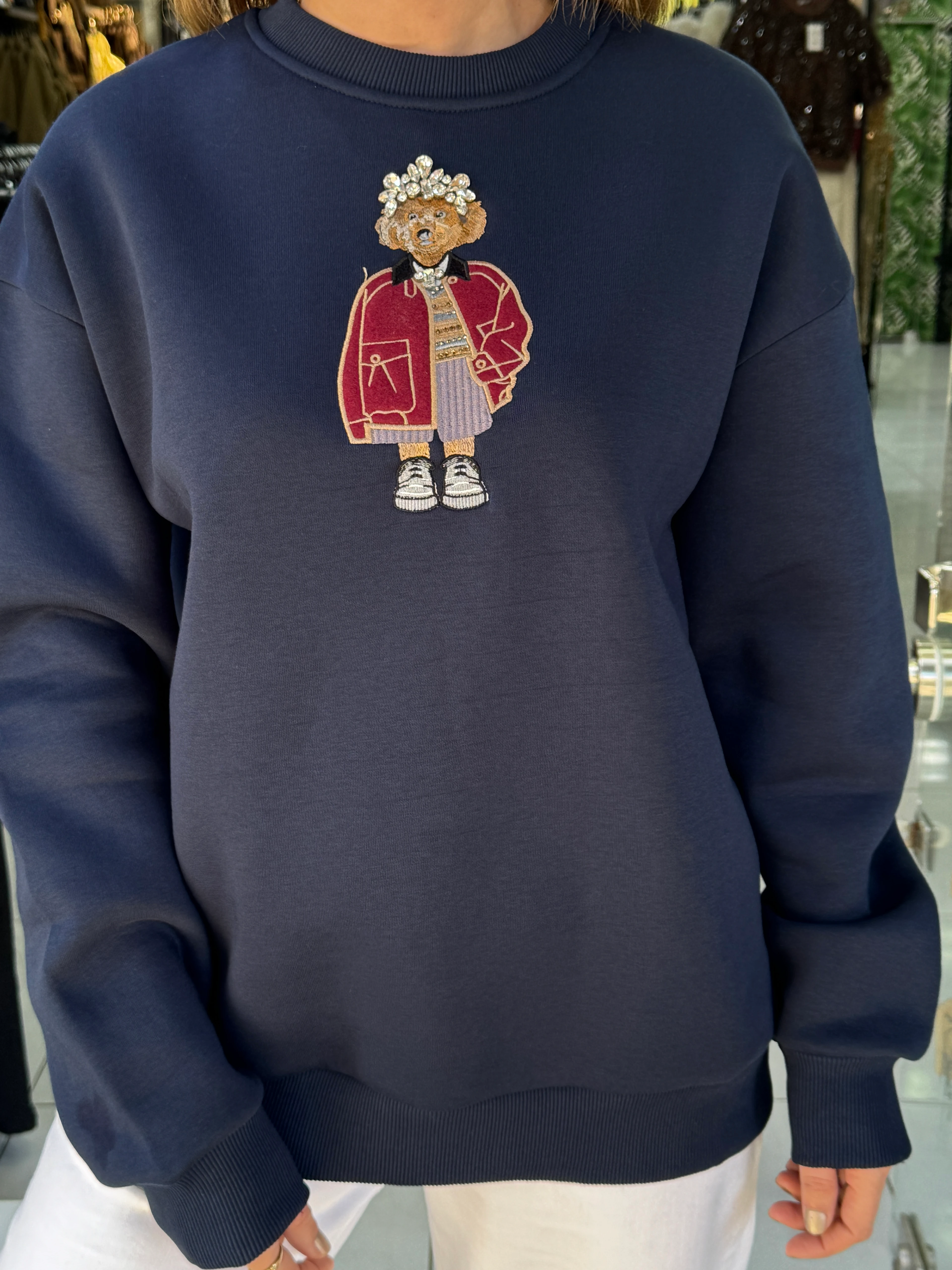 Teddy Detaylı Şardonlu Sweat