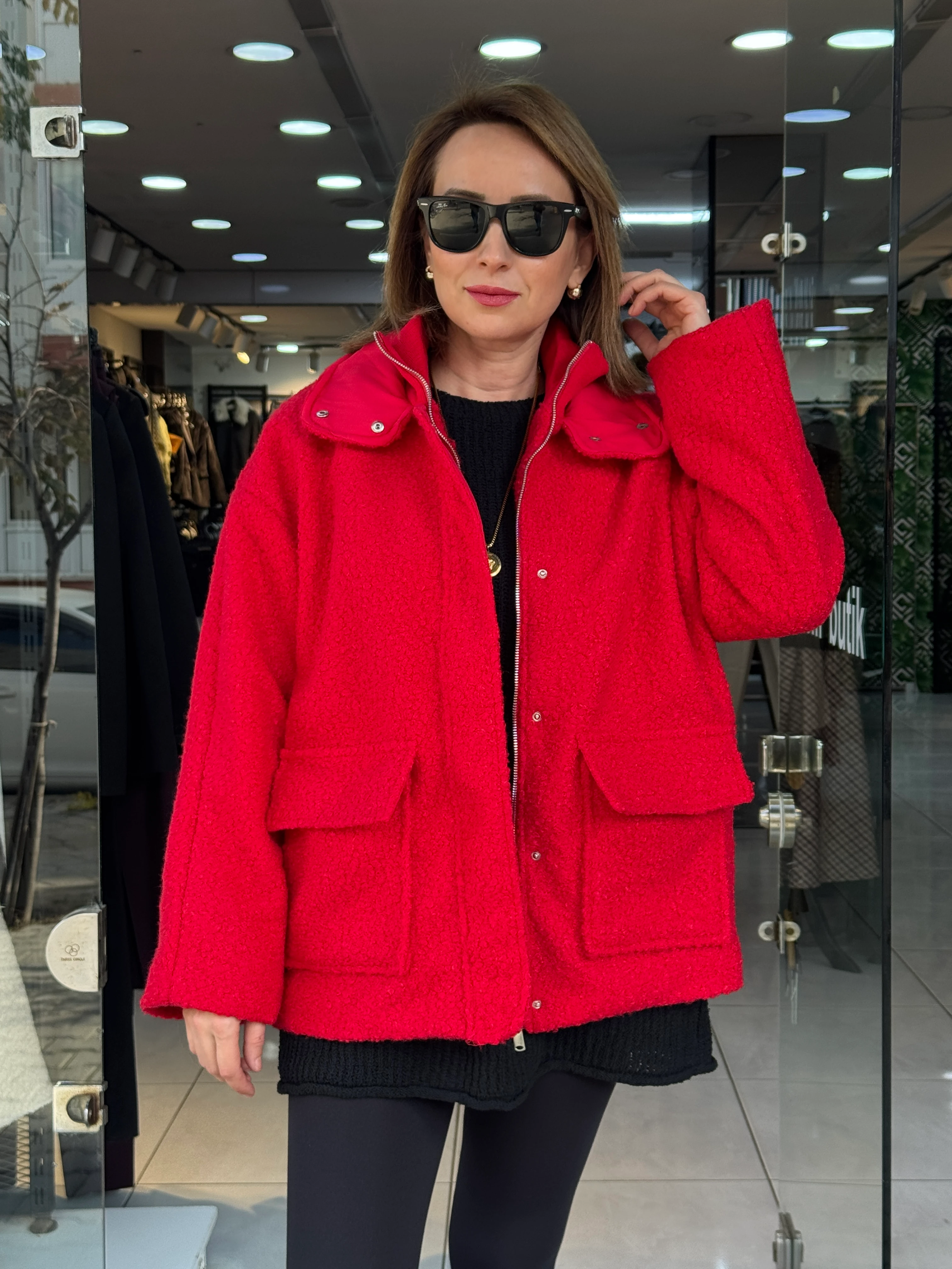 Ön Cep Detaylı Buklet Kaban