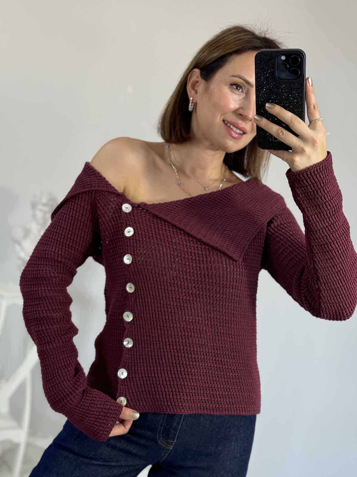 Merserize Omuz Detaylı Bluz