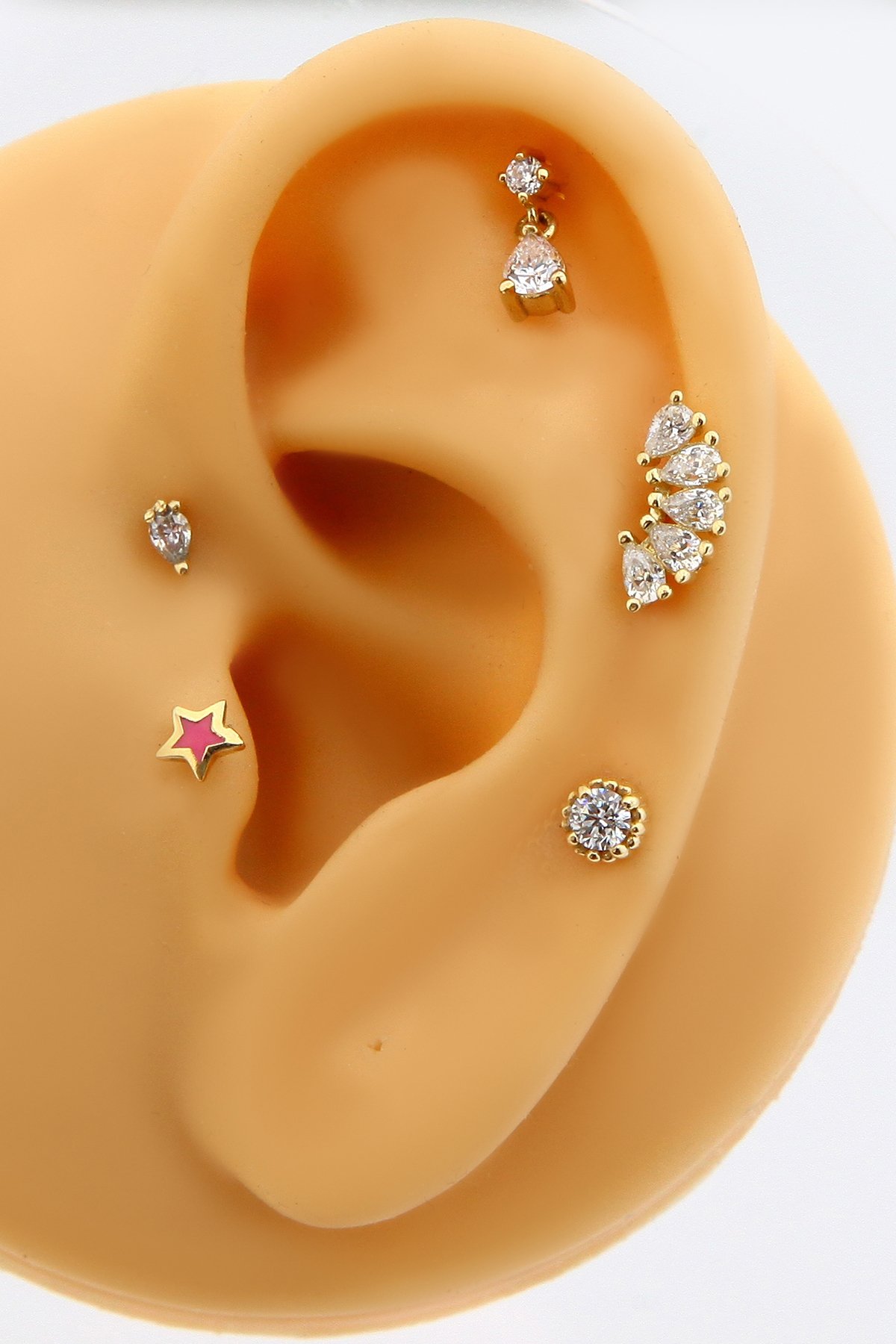 Altın Damla Sallantılı Kıkırdak Küpe Tragus Helix