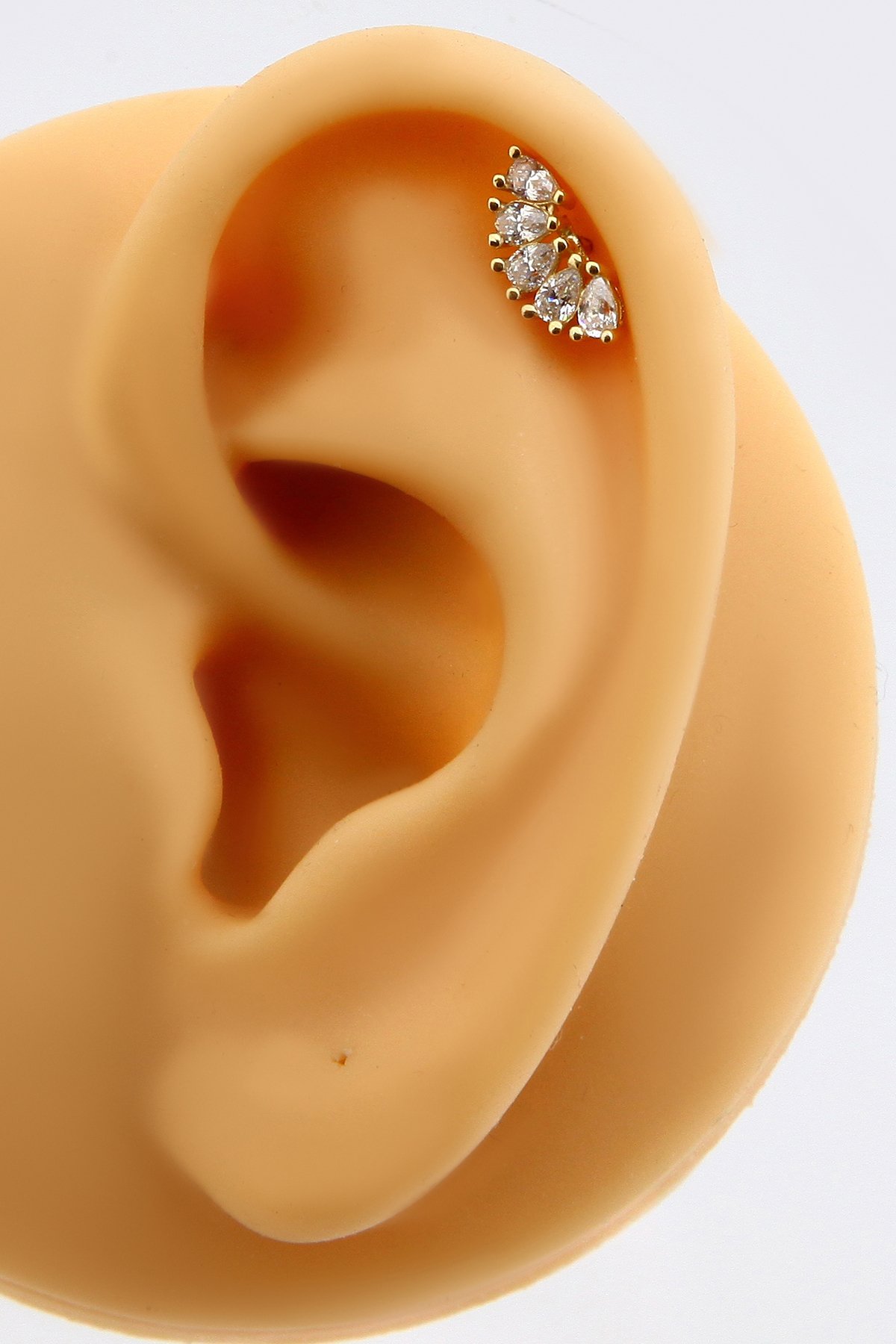 Altın Beşli Damla Piercing Tragus Helix Kıkırdak Küpe