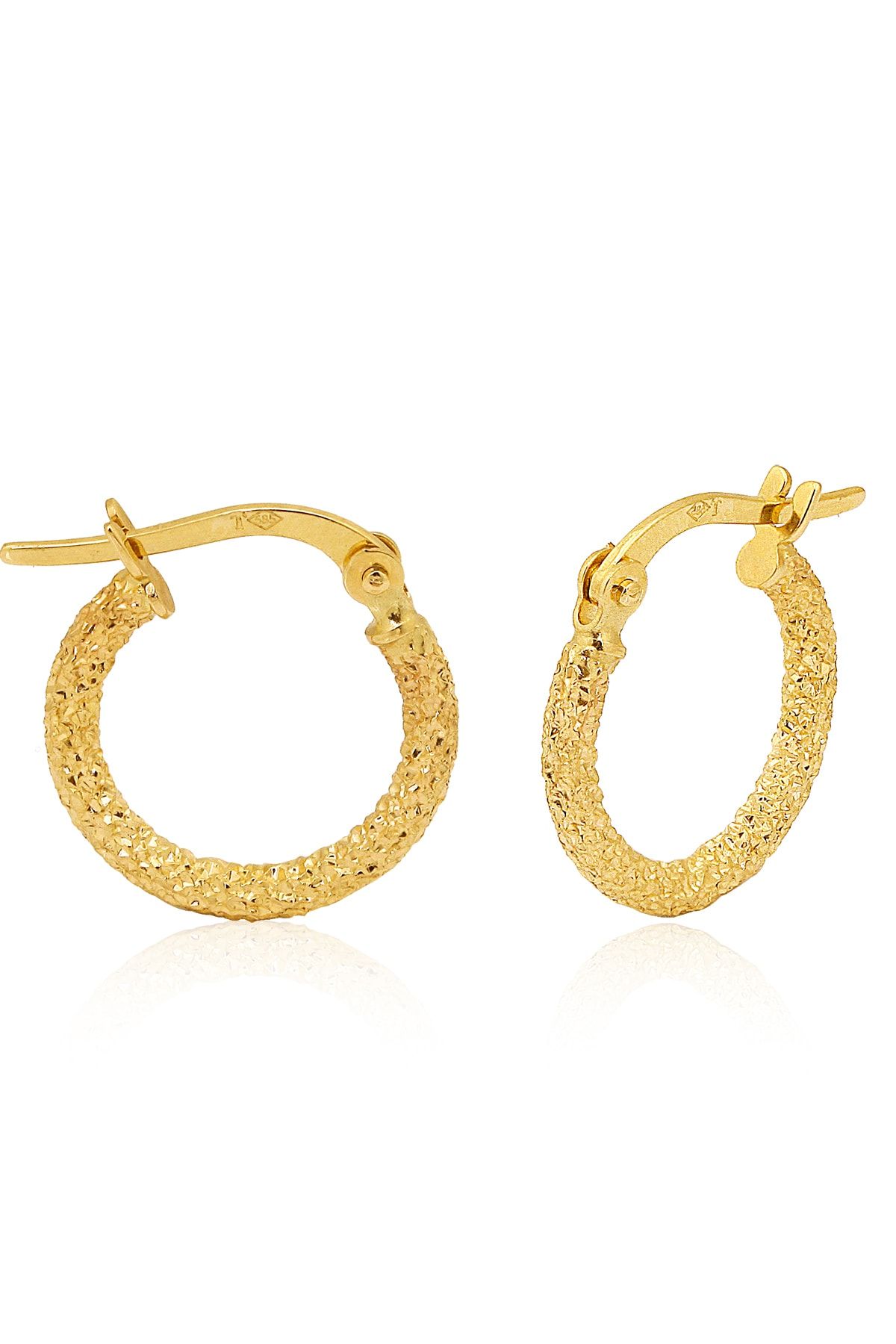 Altınkesesi 14 Ayar Altın Lazerli Halka Küpe 1.4 Cm