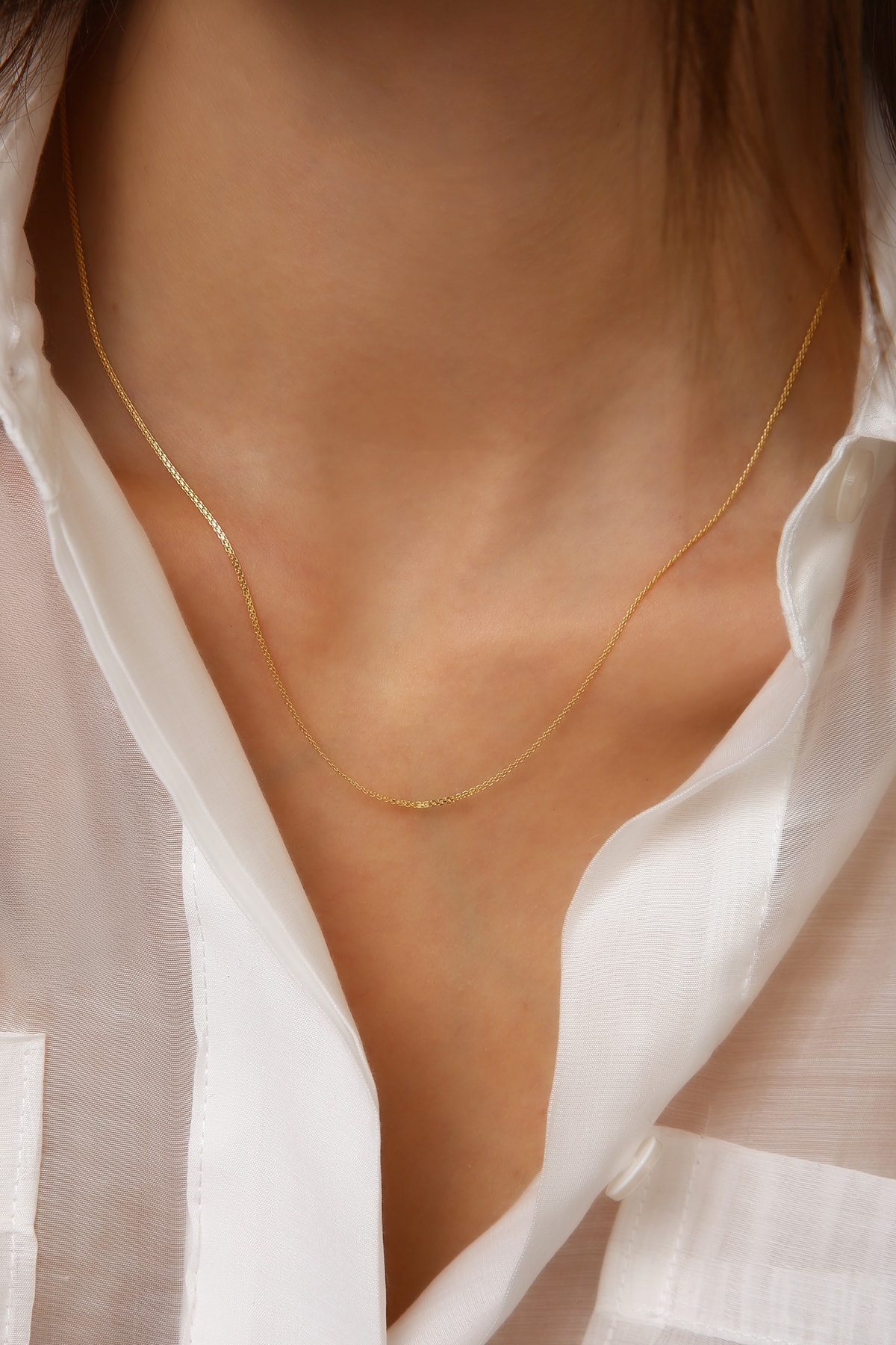 14 Ayar Altın İnce Bismark Parlak Kolye