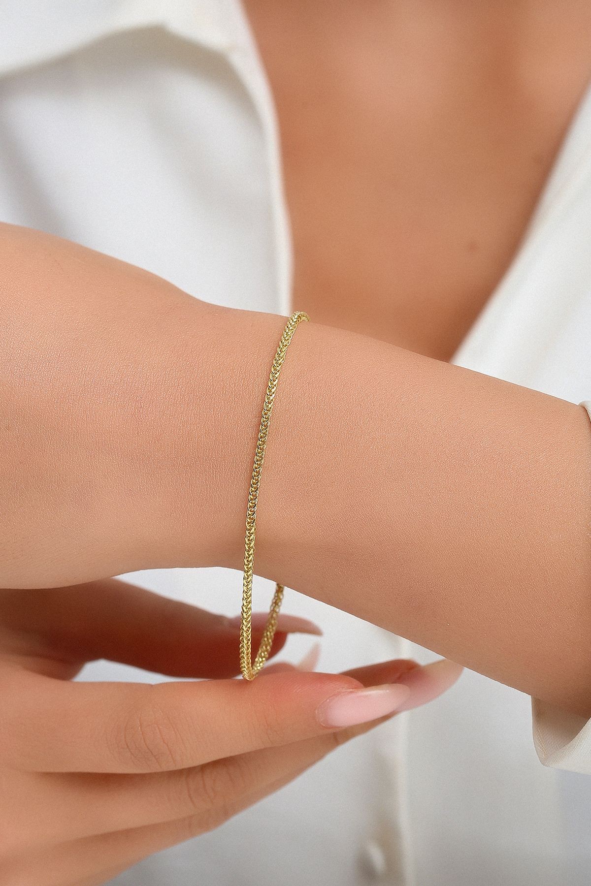 14 Ayar Altın Unisex Palmiye Zincir Bileklik