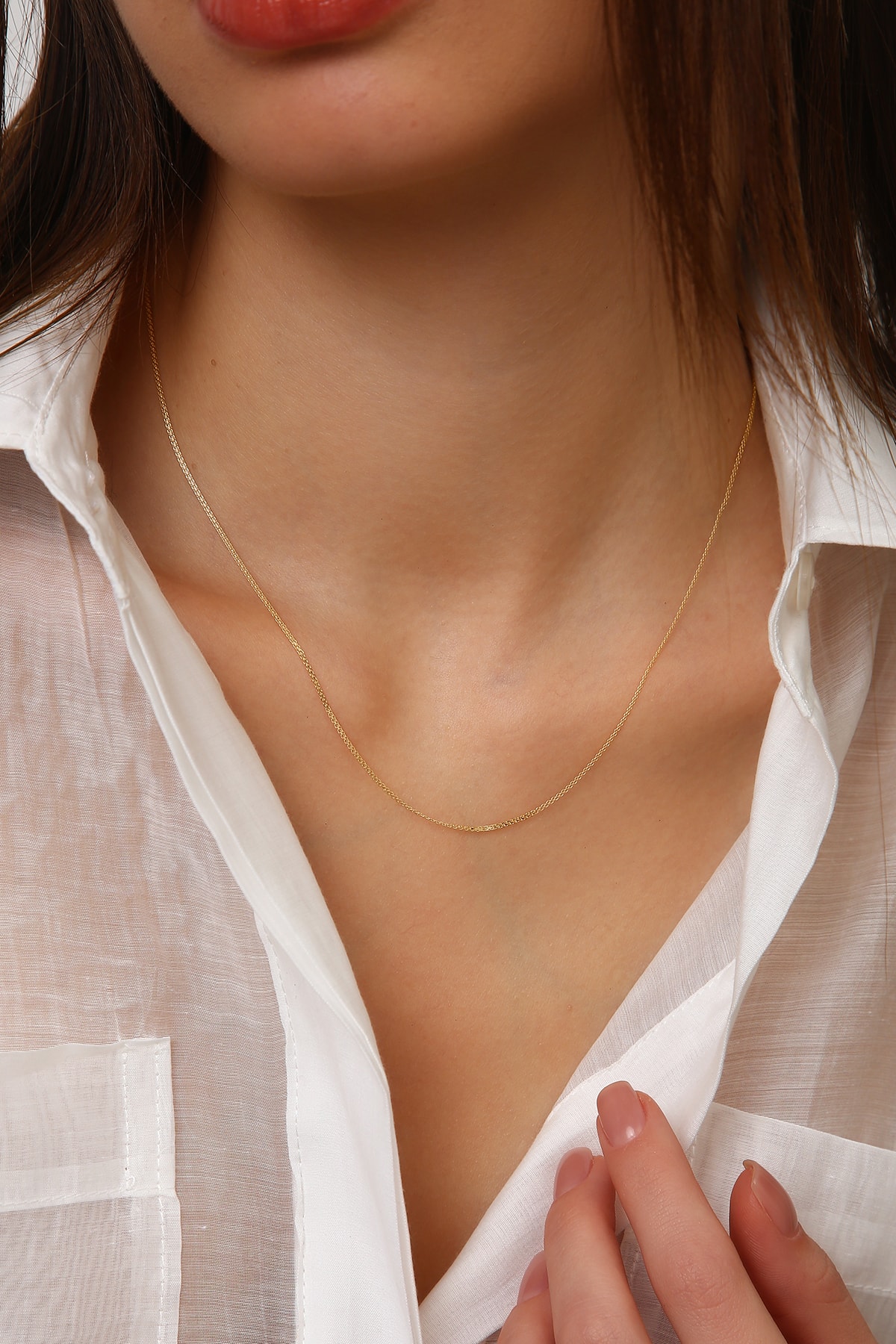 14 Ayar Altın İnce Bismark Parlak Kolye