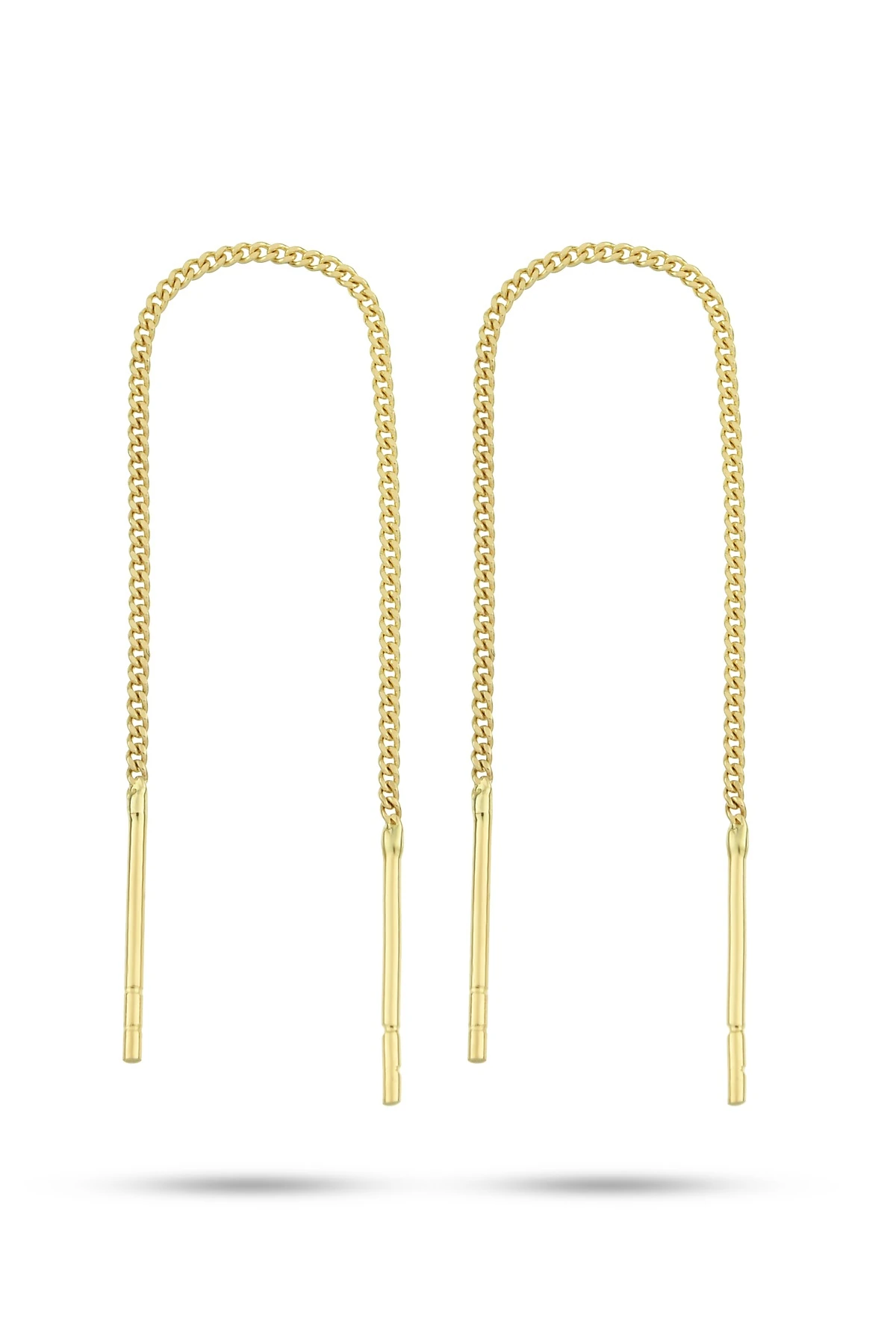 14 Ayar Altın Zincir Küpe (8 CM)