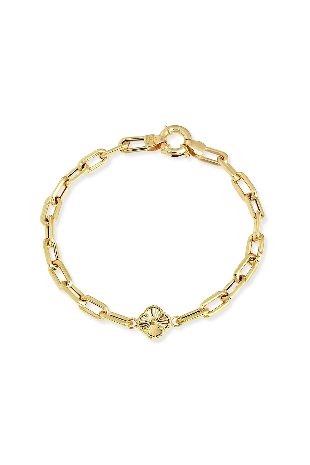 8 Ayar Altın Yonca Ataç Bileklik