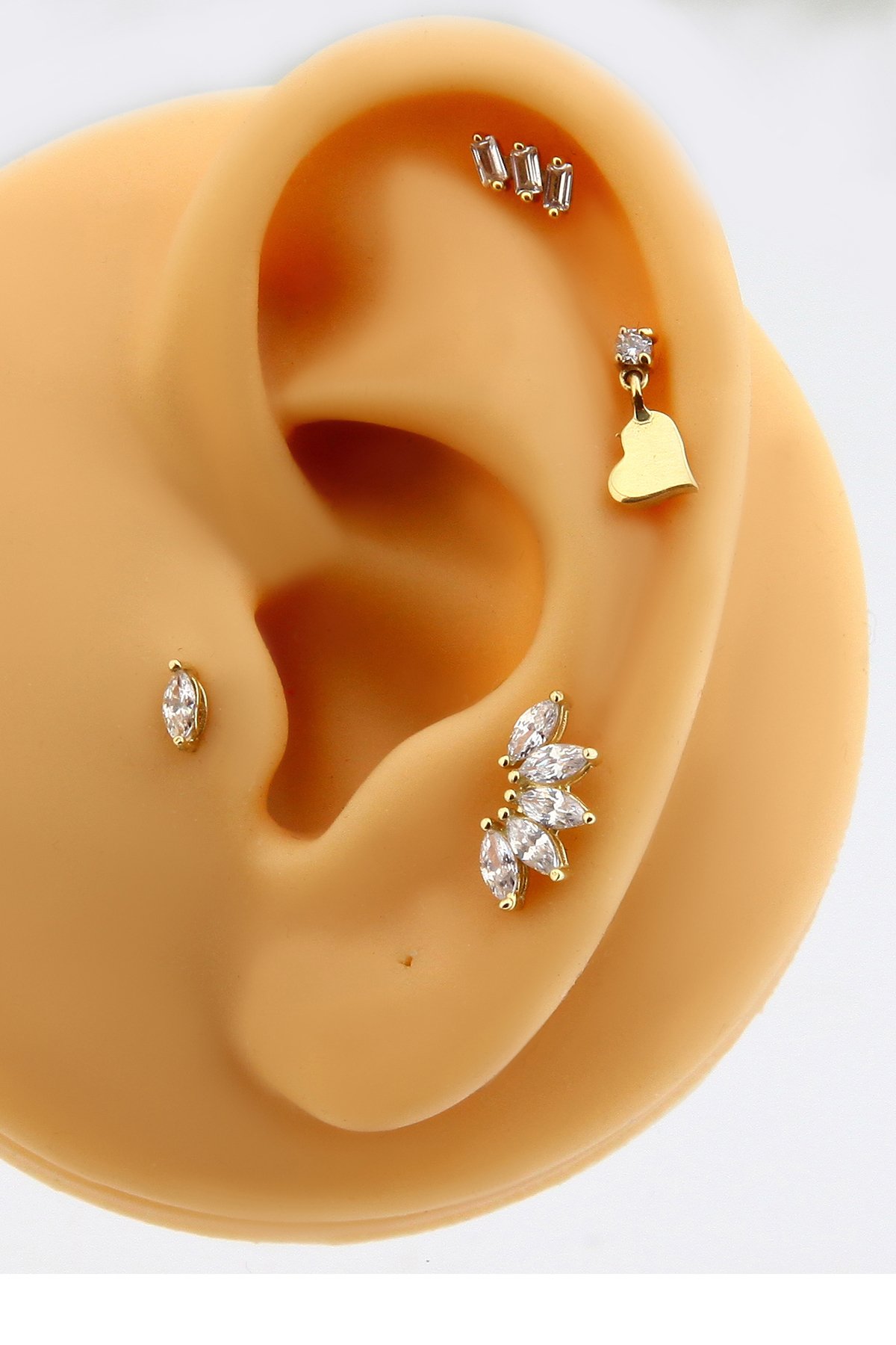 Altın Kıkırdak Küpe Tekli Markiz Piercing Tragus Helix