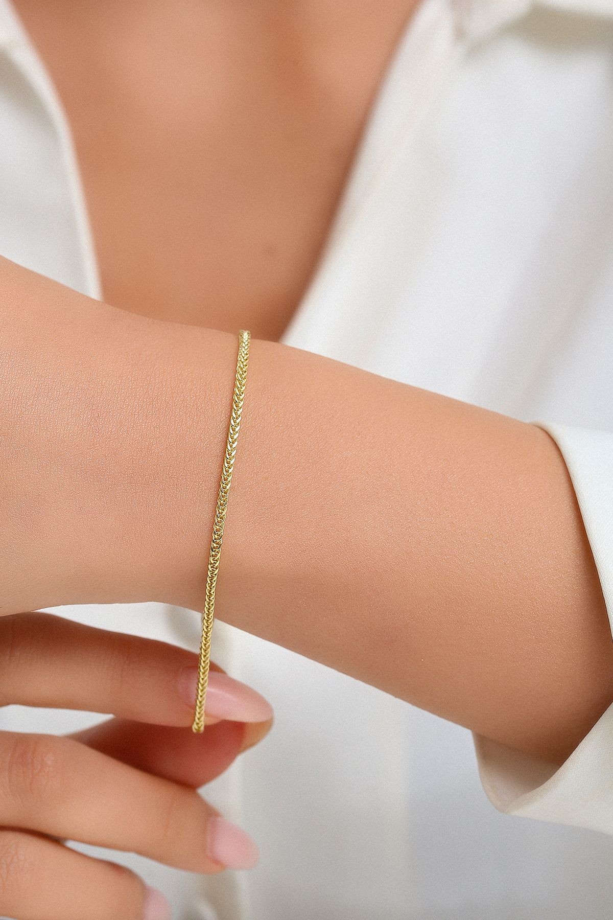14 Ayar Altın Unisex Palmiye Zincir Bileklik